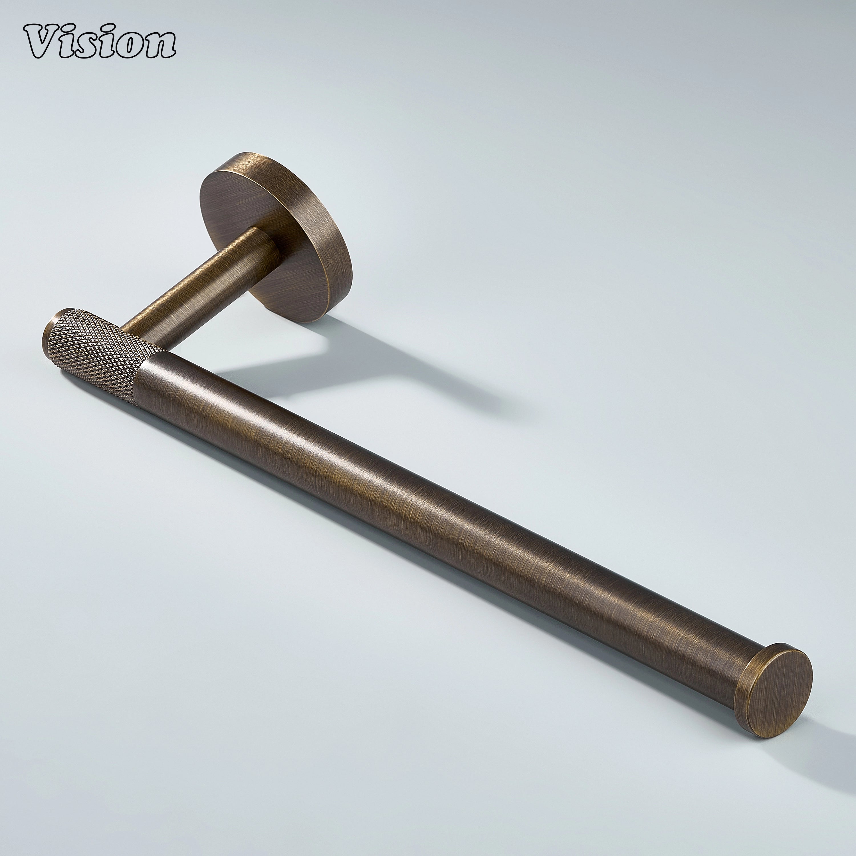 Antique Bronze finish brass towel holder with knurled bar for bathroom towel hanging