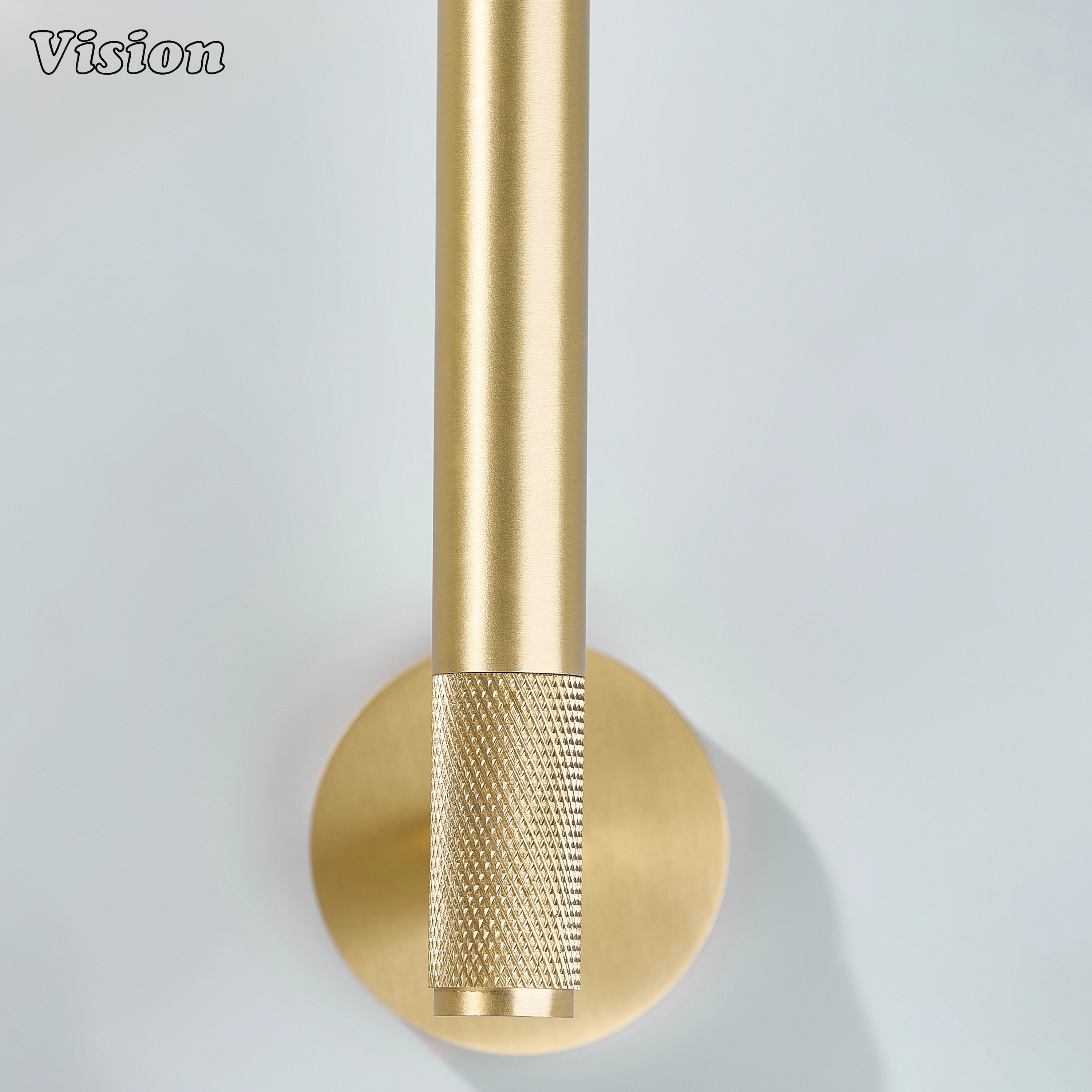 Contemporary gold brass towel holder with knurled bar and solid brass wall mount