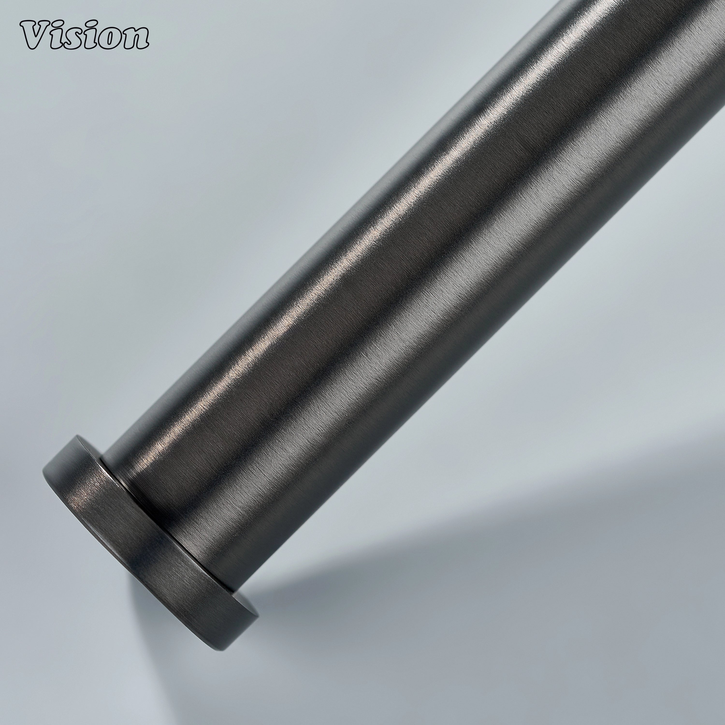 Gunmetal brass towel holder with knurled cylindrical bar and round wall plate