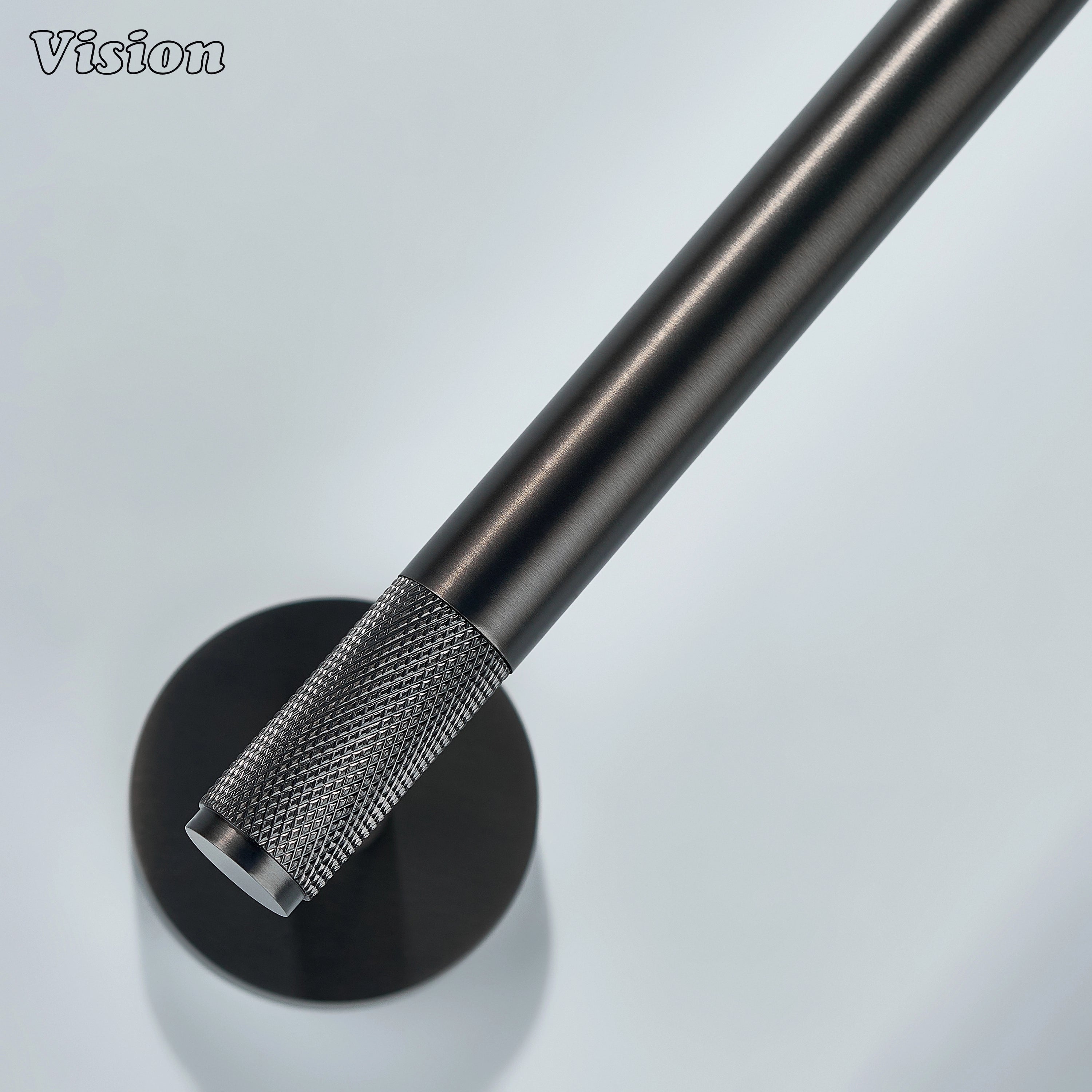 Minimal gunmetal brass towel holder with knurled bar for wall applications