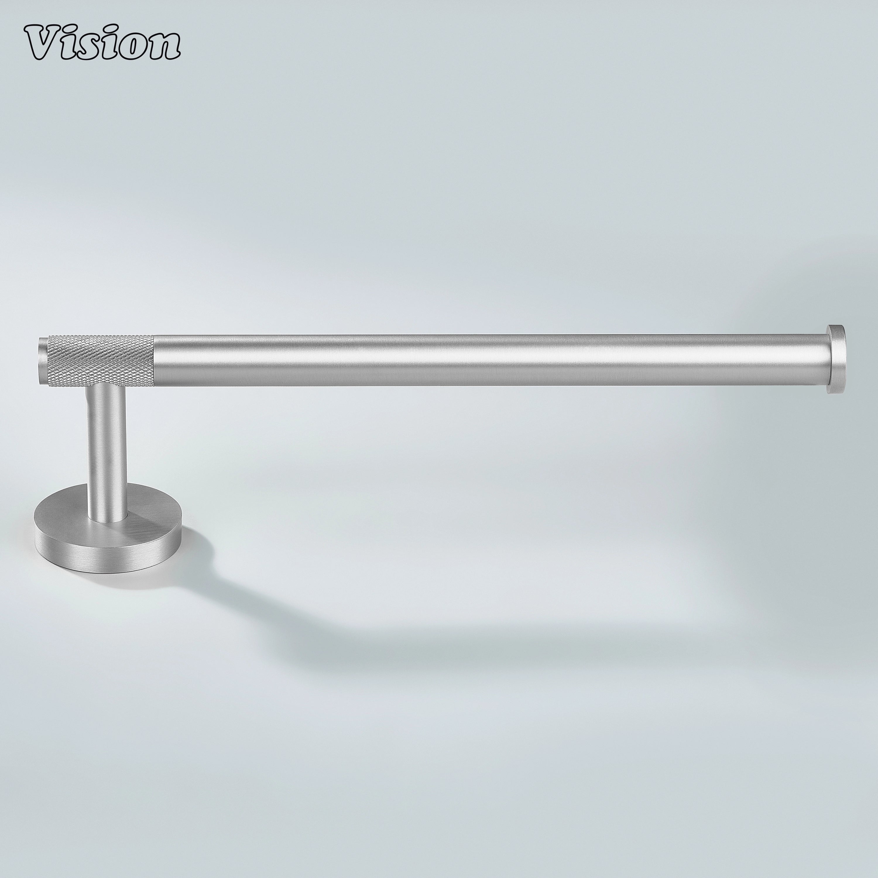 Silver brass towel holder designed for wall mounted bathroom towel use