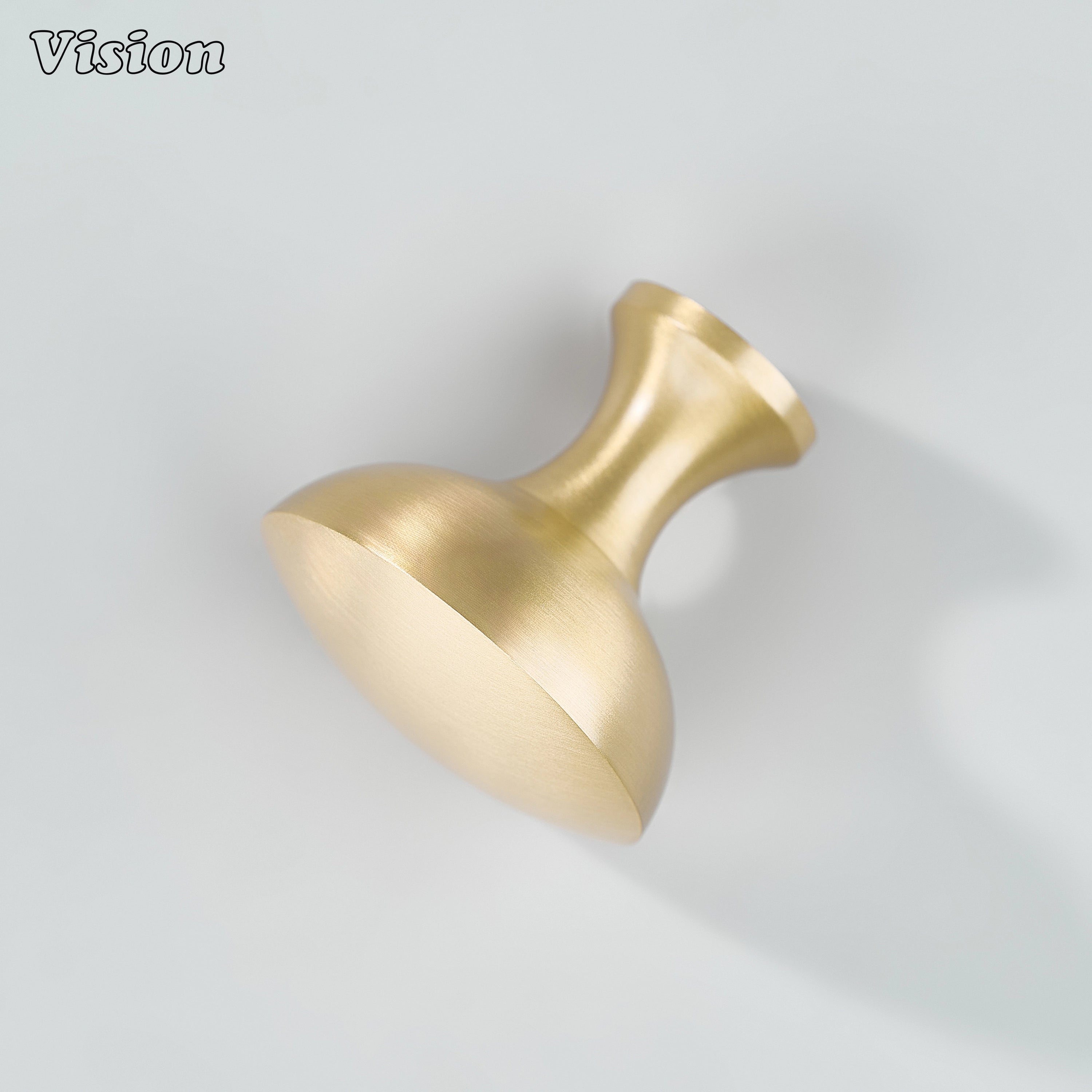 Gold smooth brass cabinet knob with circular top for luxury kitchen drawers