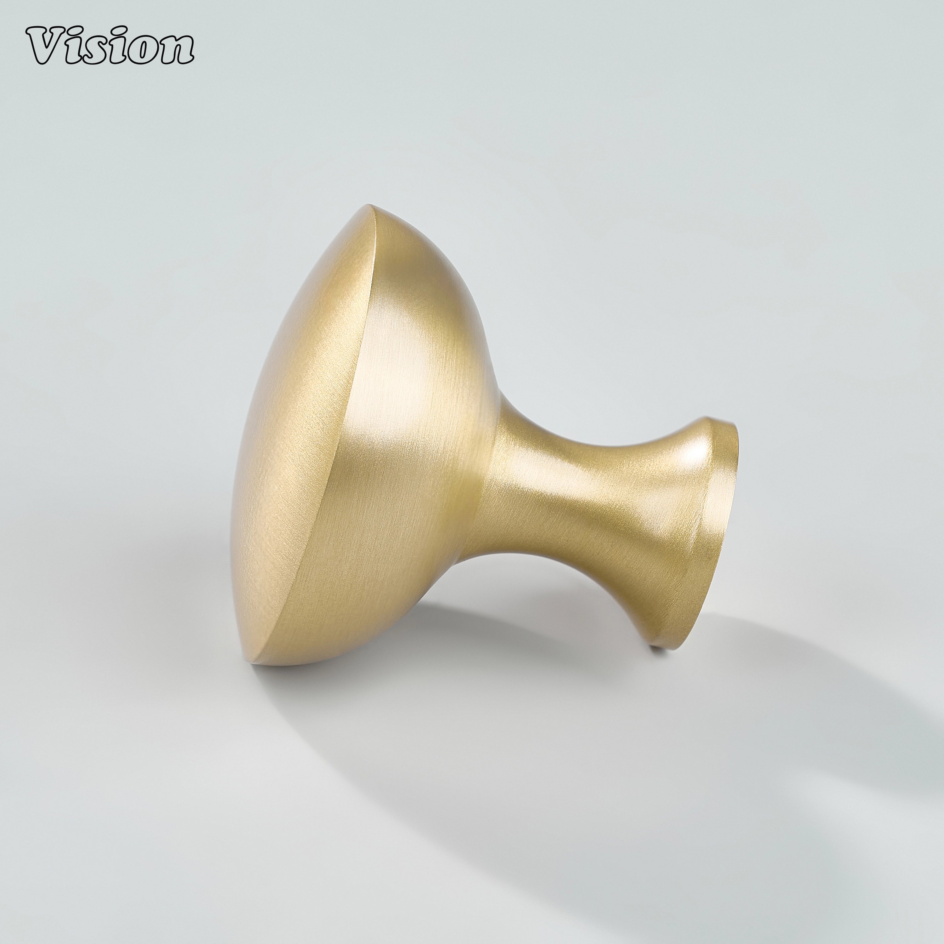Gold round cabinet knob with solid brass cone base for wardrobe cabinets