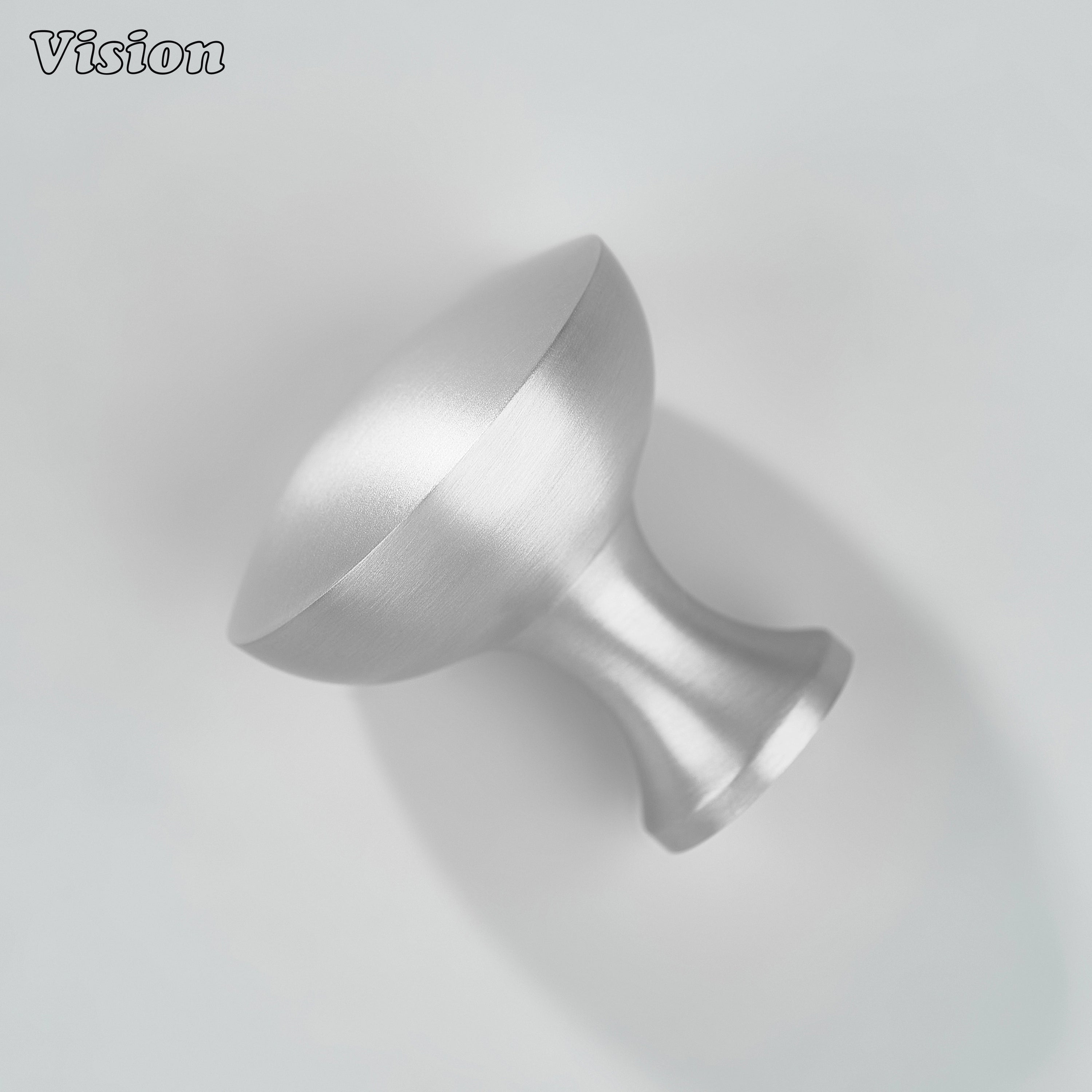 Silver smooth brass cabinet knob with circular top for drawers