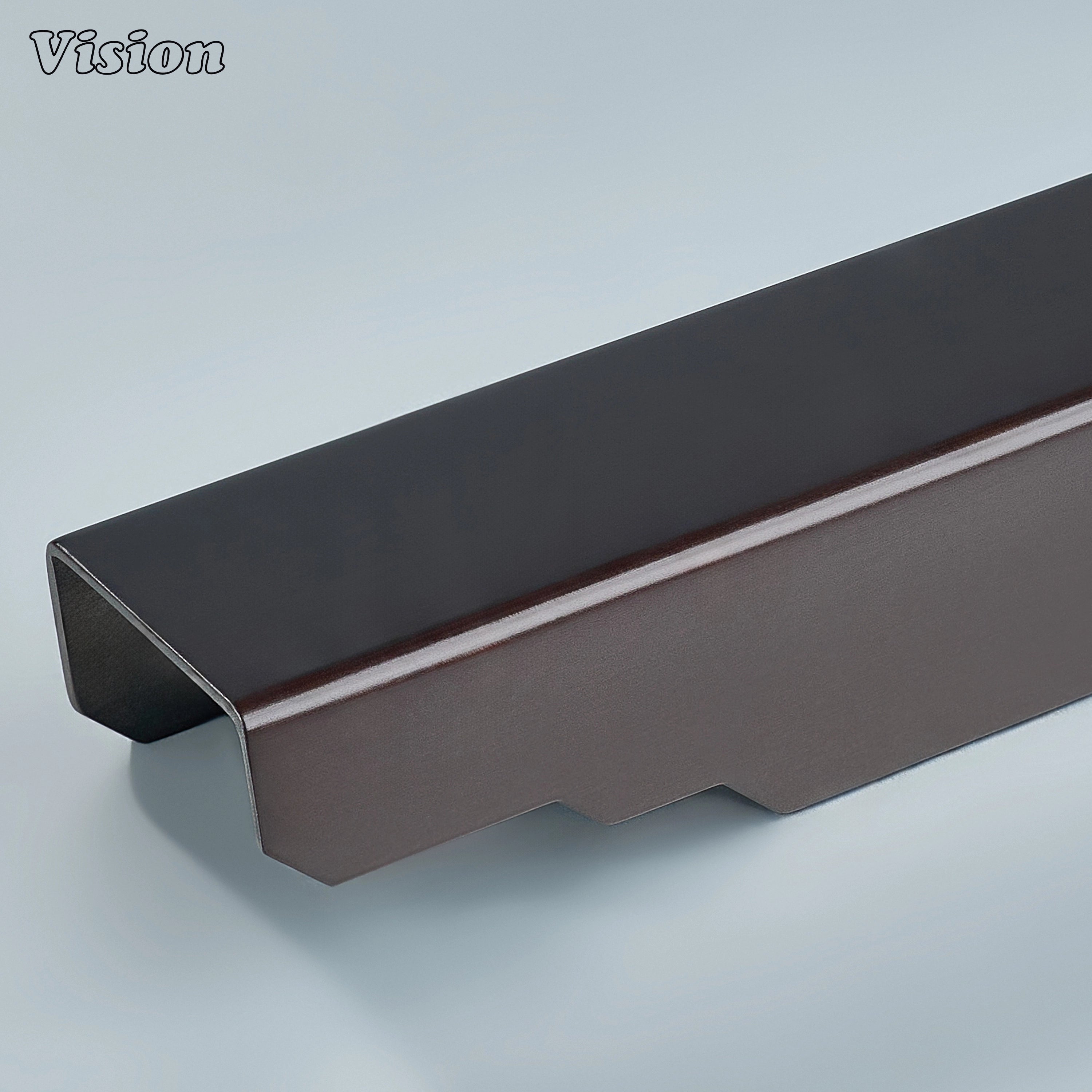 Oil Rubbed Bronze cabinet handle plain edge lip pull with 3 part stepped bar design for kitchen cabinets