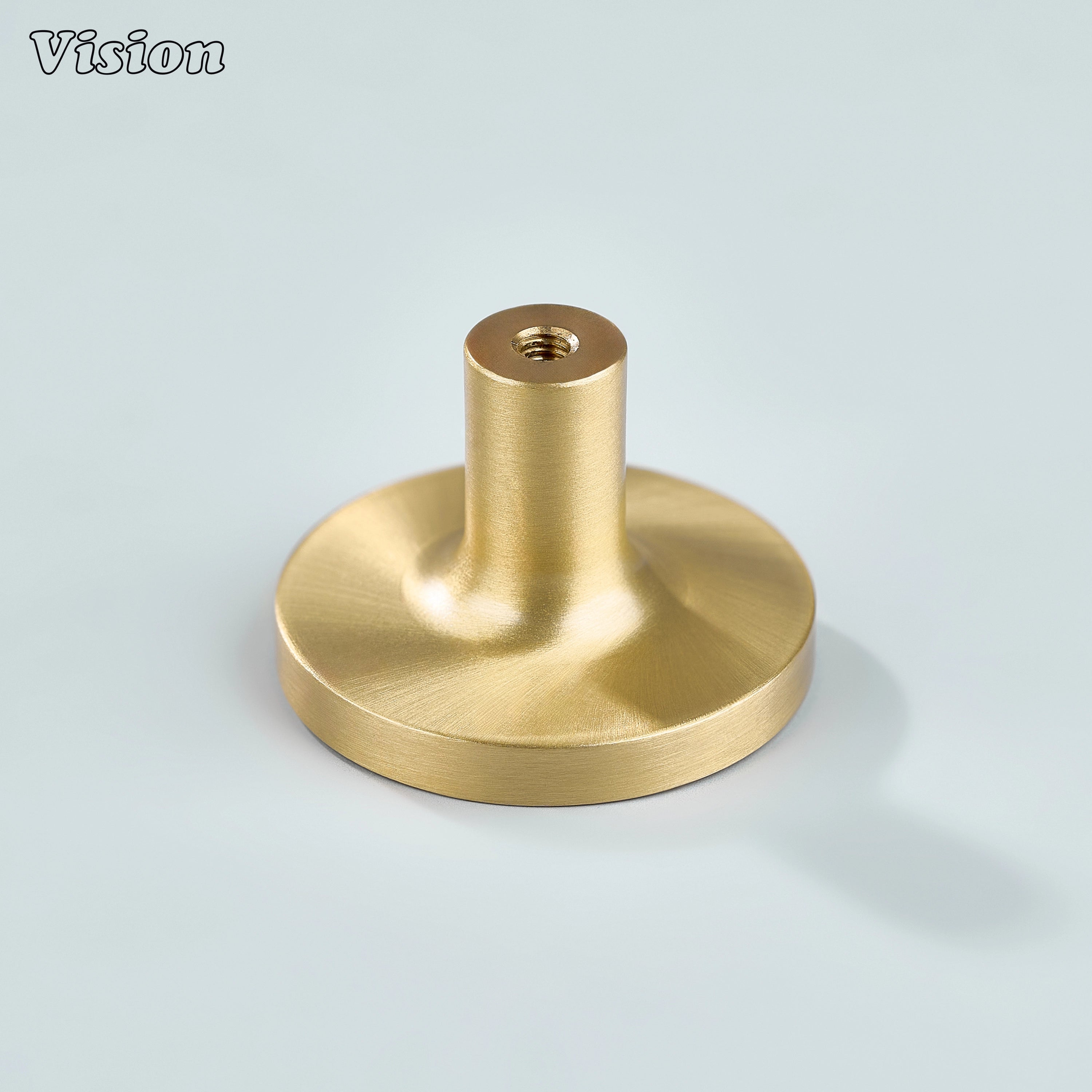Gold premium brass cabinet knob with inner dish detail for wardrobe storage units