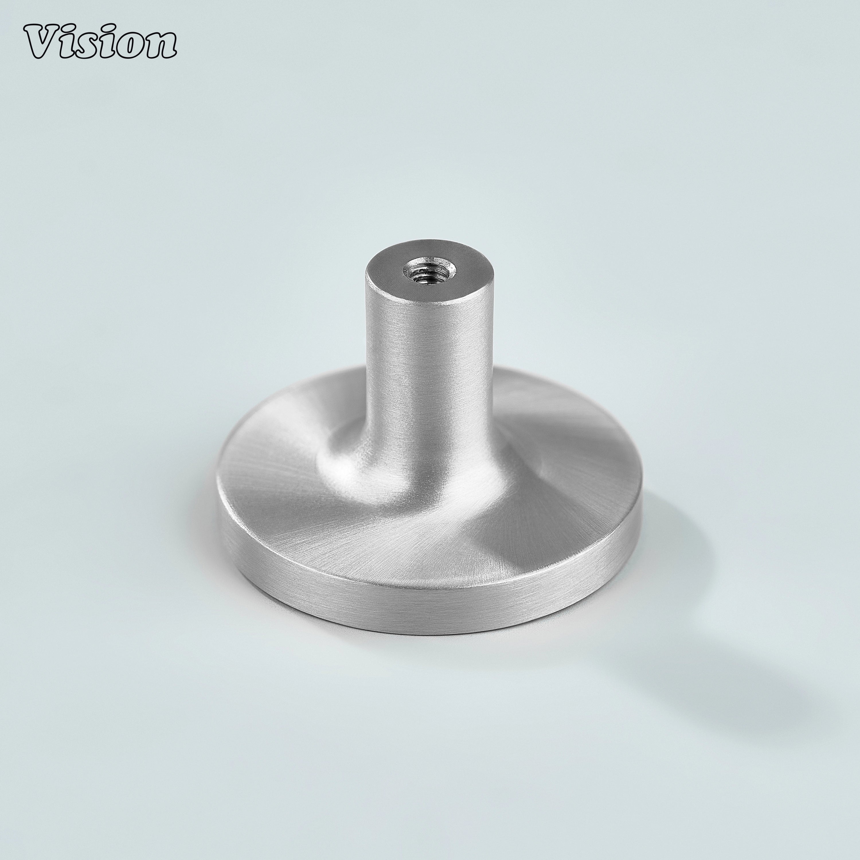 Silver round cabinet knob with sturdy grip for dresser drawers