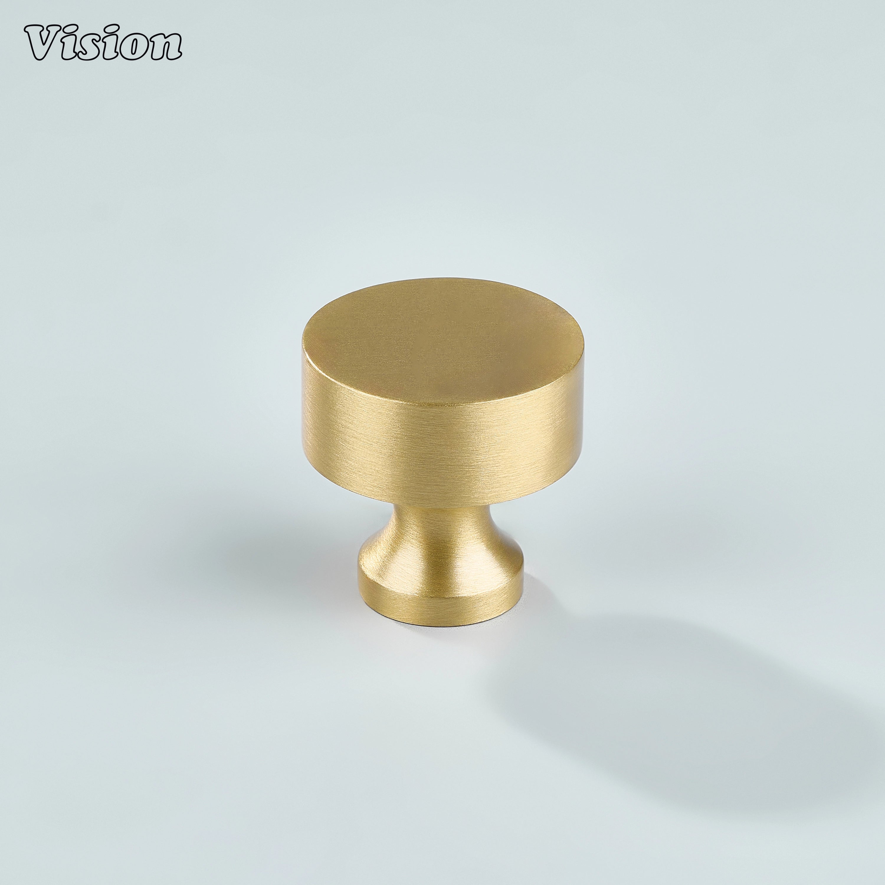 Plain round gold cabinet knob suitable for drawer fronts and furniture units