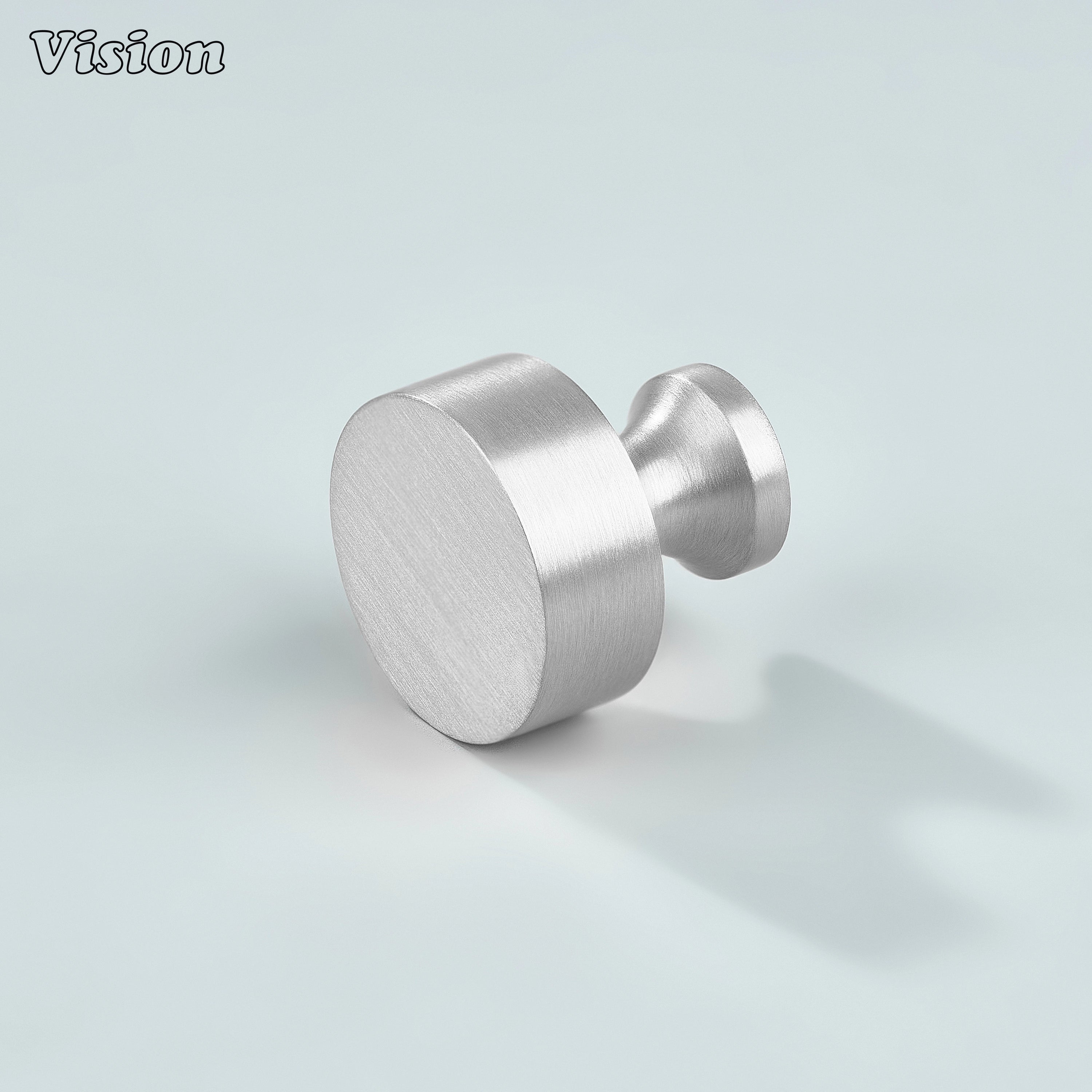 Silver cabinet knob with plain round design for modern kitchen cabinets