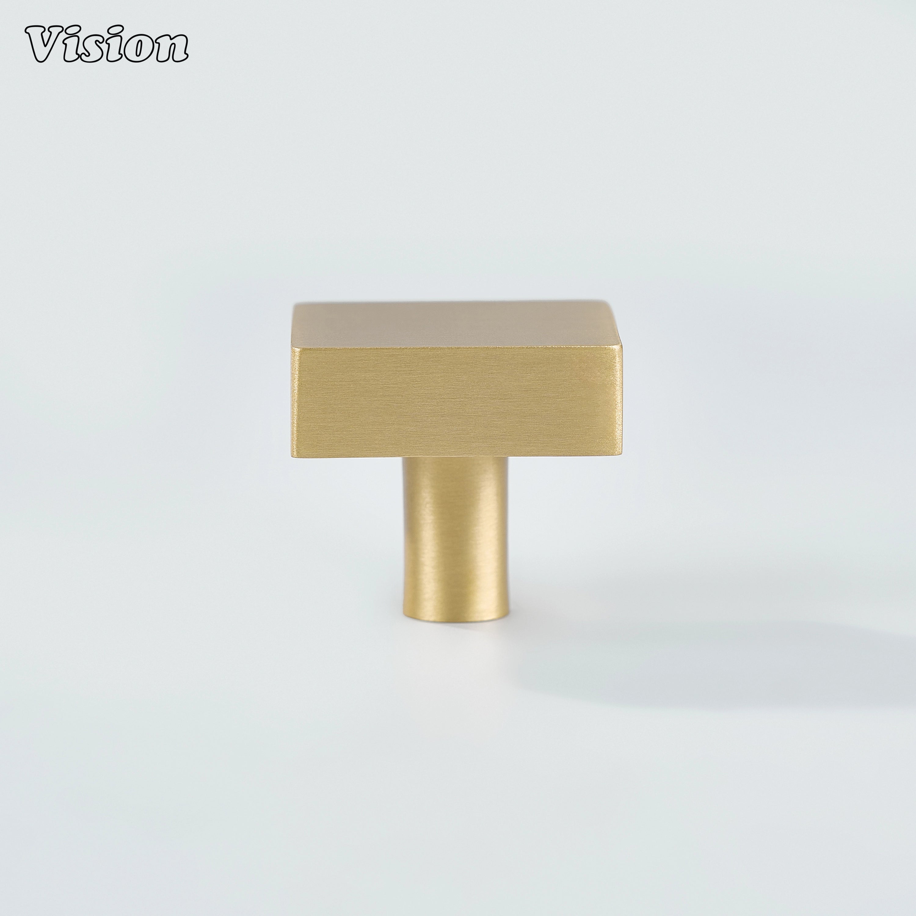 Gold plain square cabinet knob with sturdy cylindrical leg for kitchen storage units