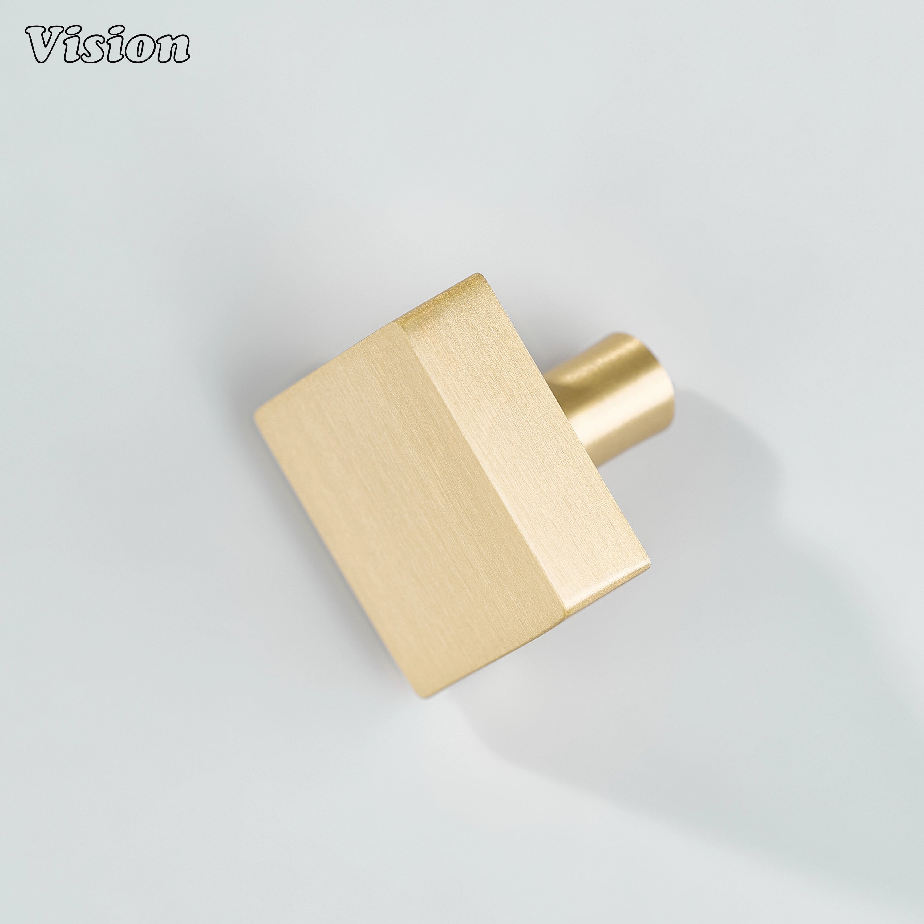 Gold modern square cabinet knob with clean edges for wardrobe cabinetry