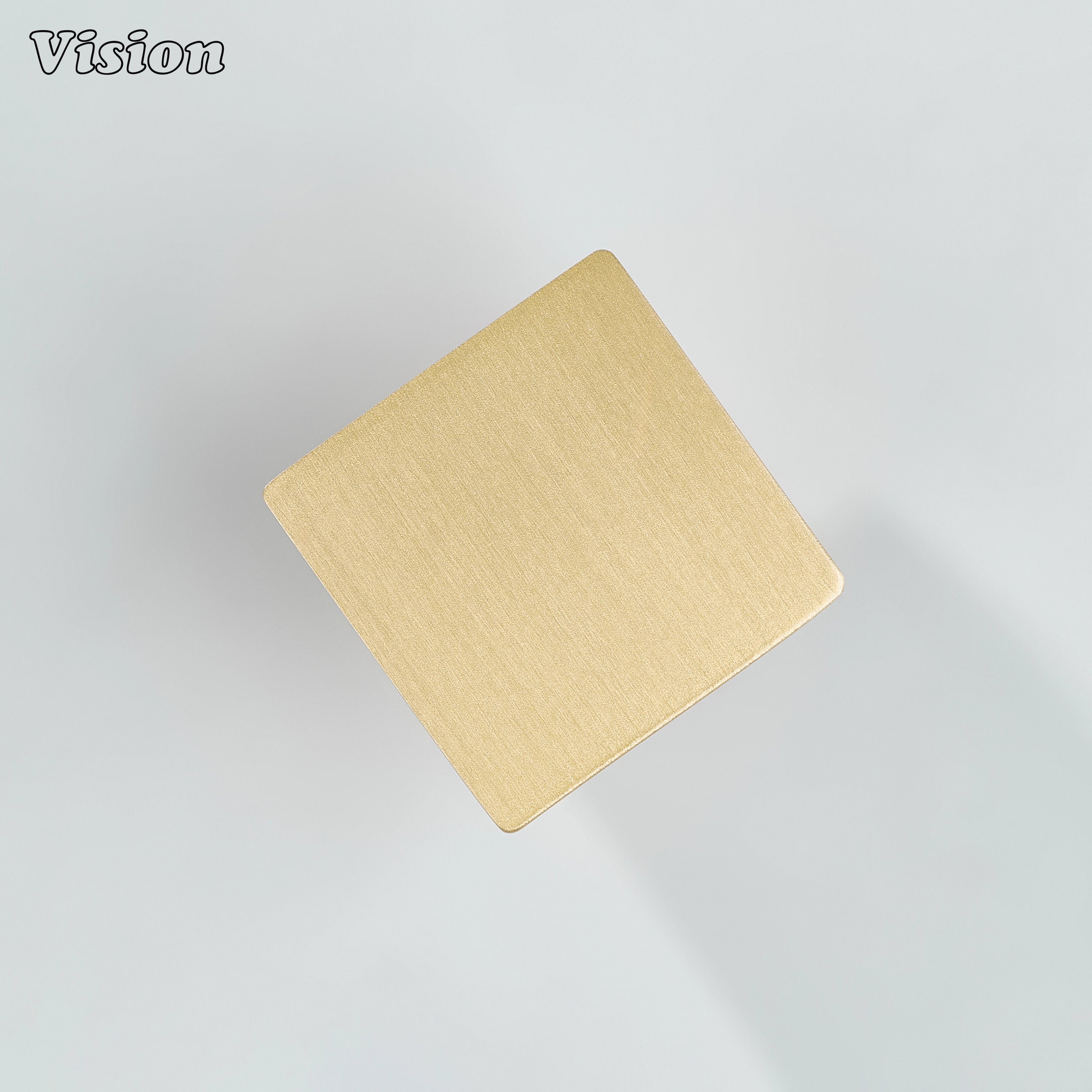Gold square brass cabinet knob with flat top detail for premium furniture hardware