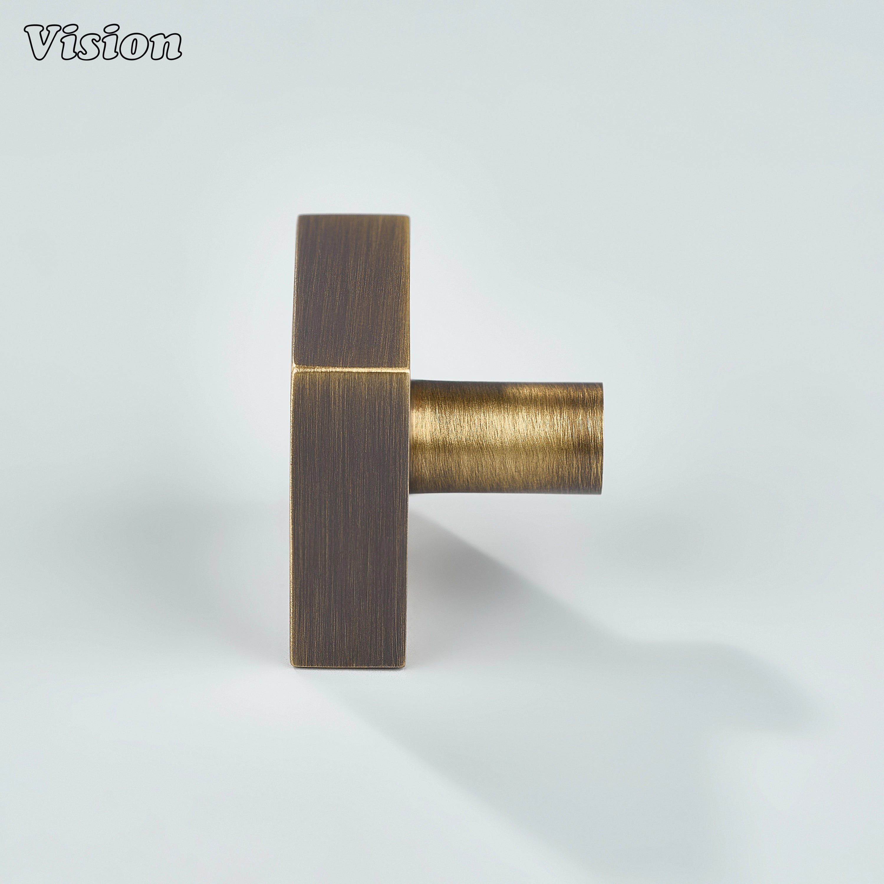 Antique Bronze square cabinet knob with smooth surface and clean edges