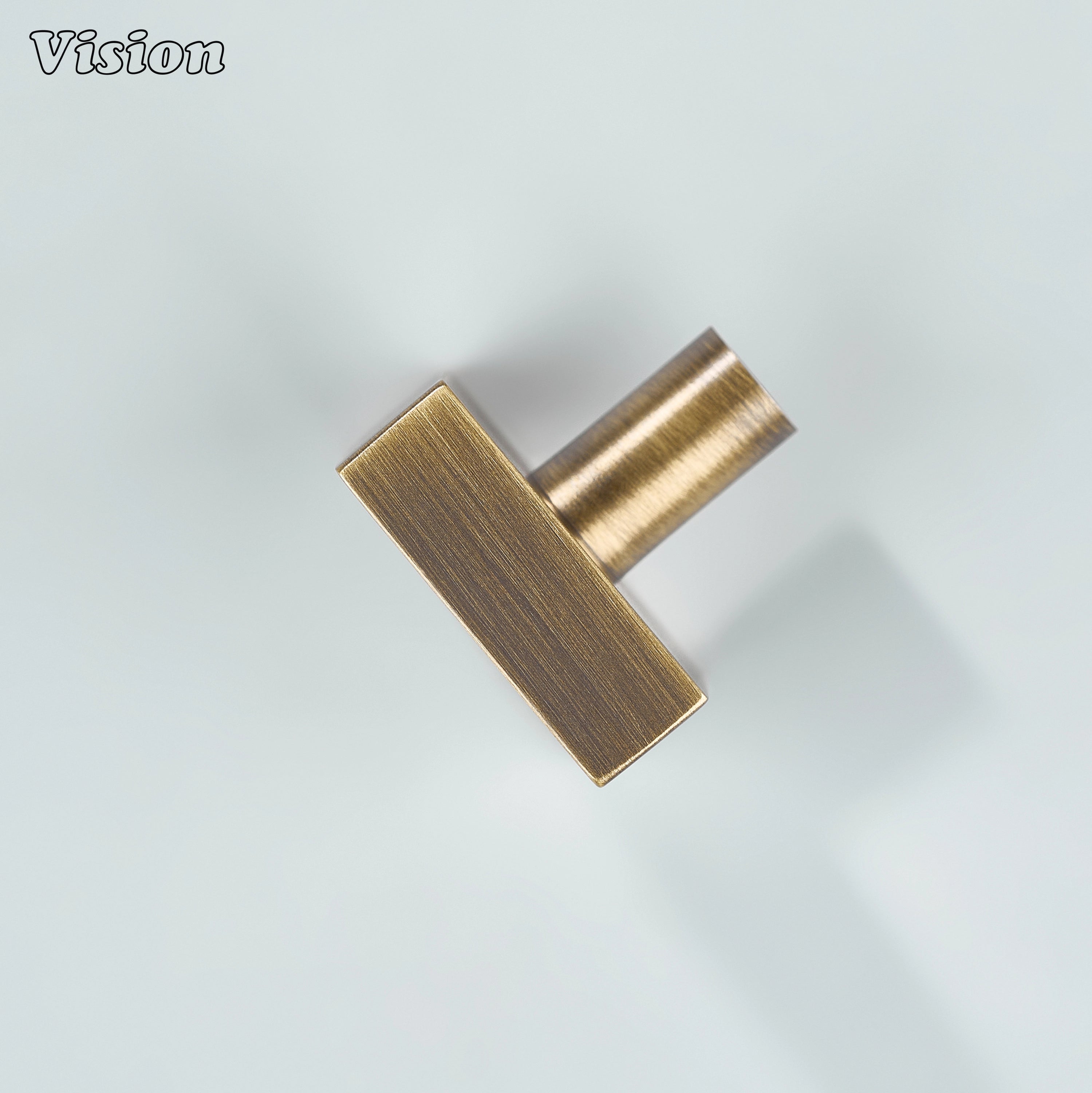 Antique Bronze square brass cabinet knob with round stem for storage cabinets