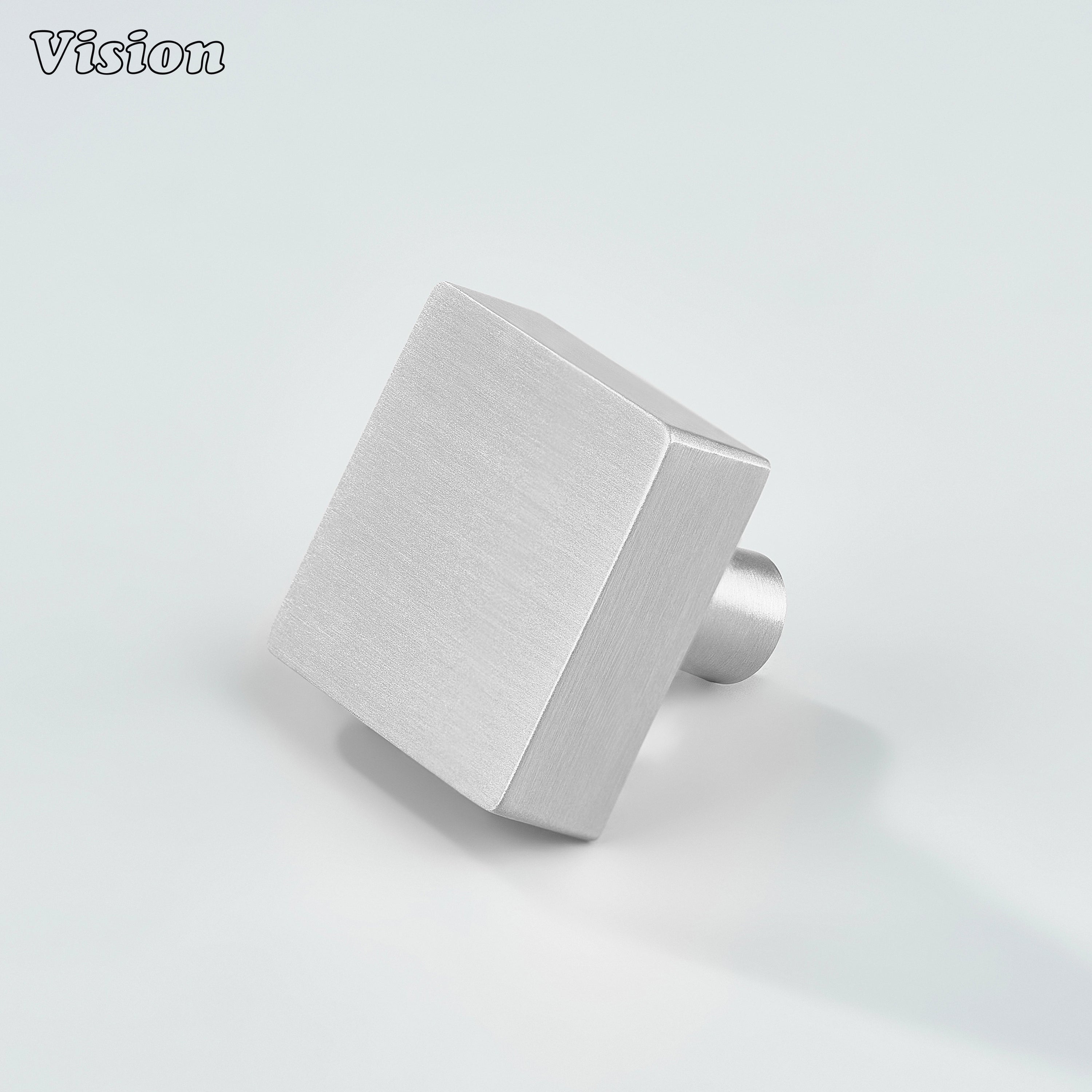 Quadra Square Brass Cabinet Knob - Silver