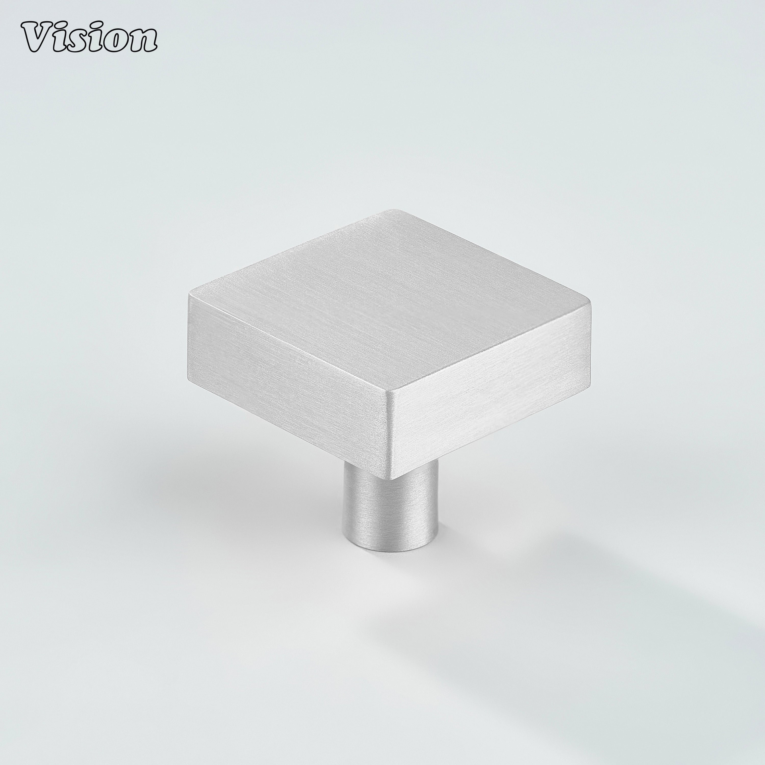 Quadra Square Brass Cabinet Knob - Silver