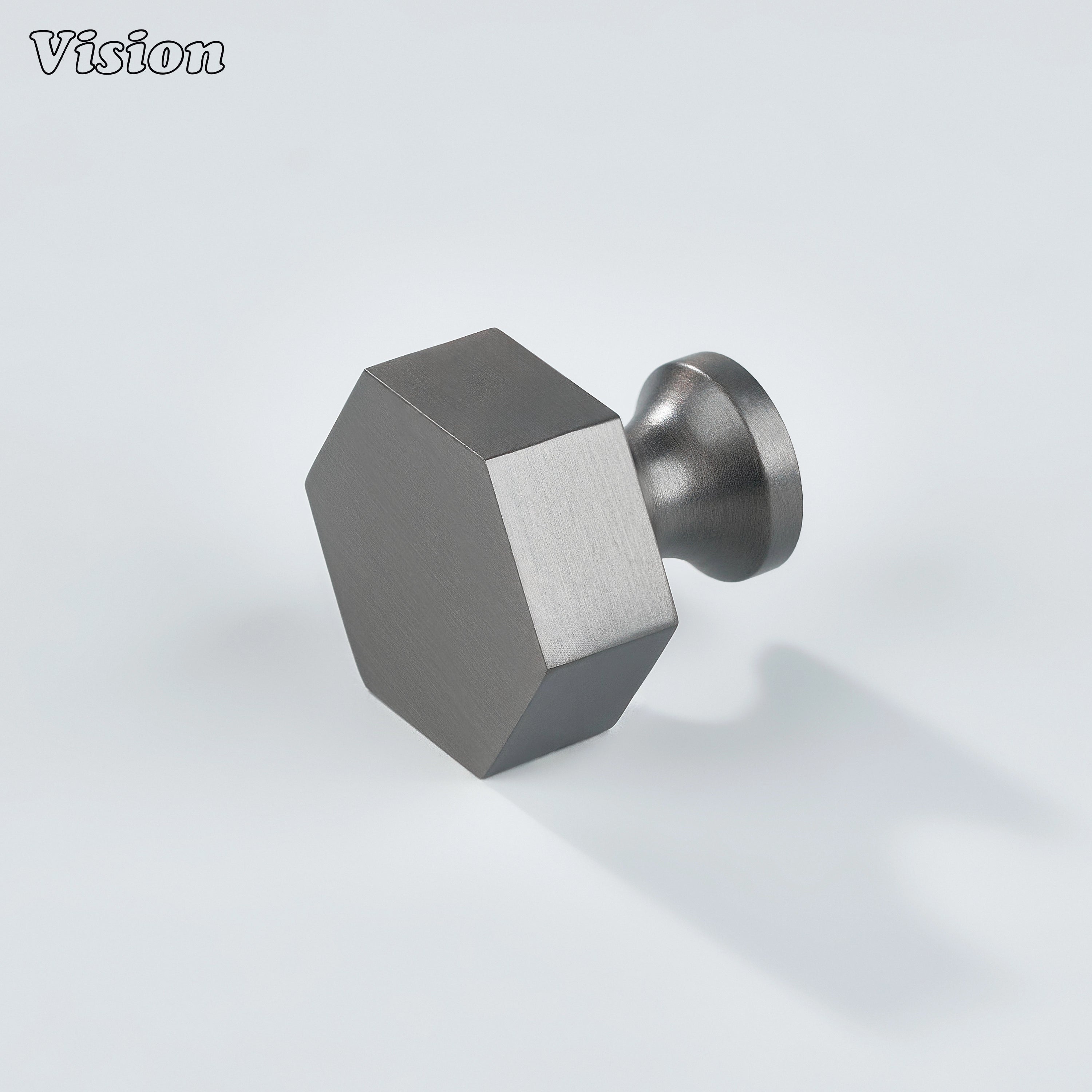 Hexagonal plain cabinet knob in Gunmetal finish for modern kitchen cabinets