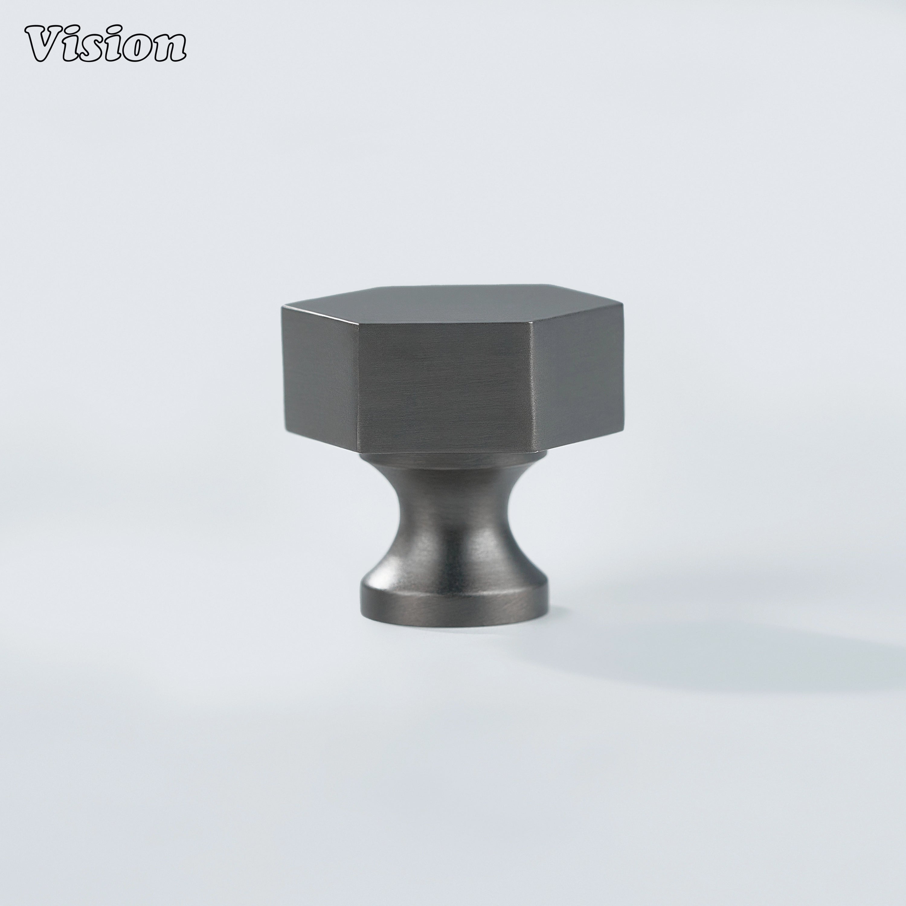 Gunmetal solid brass cabinet knob with hexagonal design for wardrobes