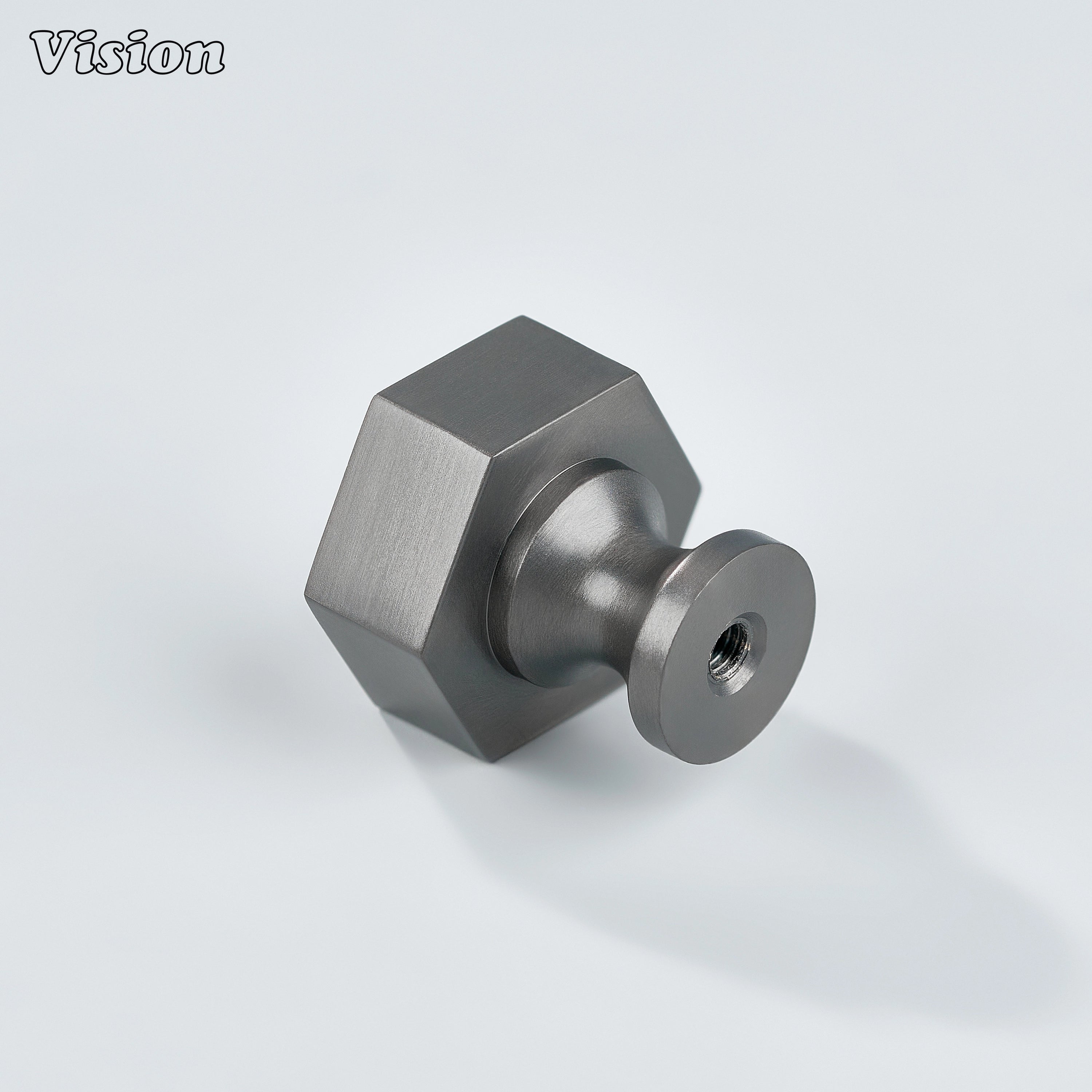 Plain profile hexagonal cabinet knob in Gunmetal for drawers and furniture