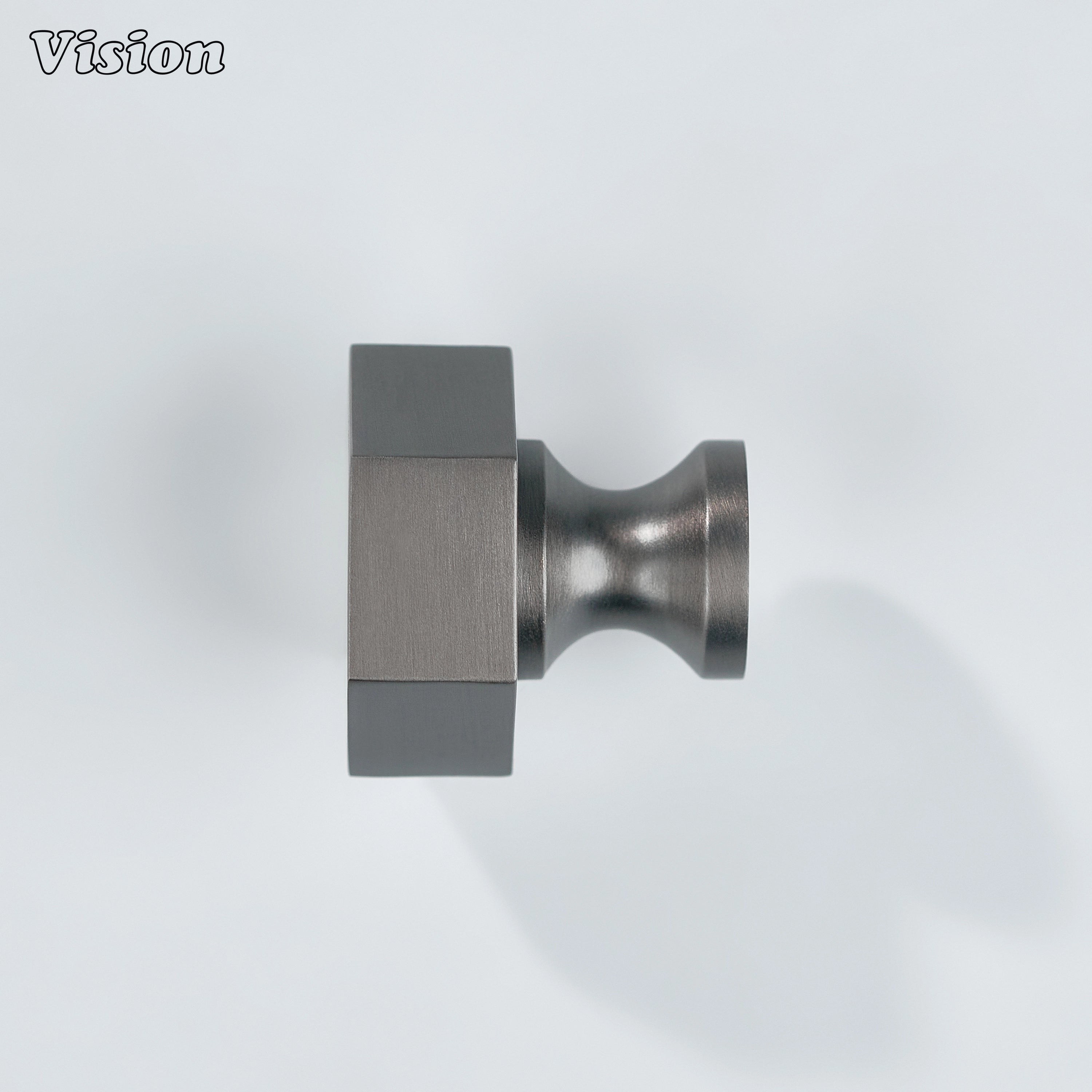 Gunmetal hexagonal cabinet knob designed for kitchen drawers and cupboards
