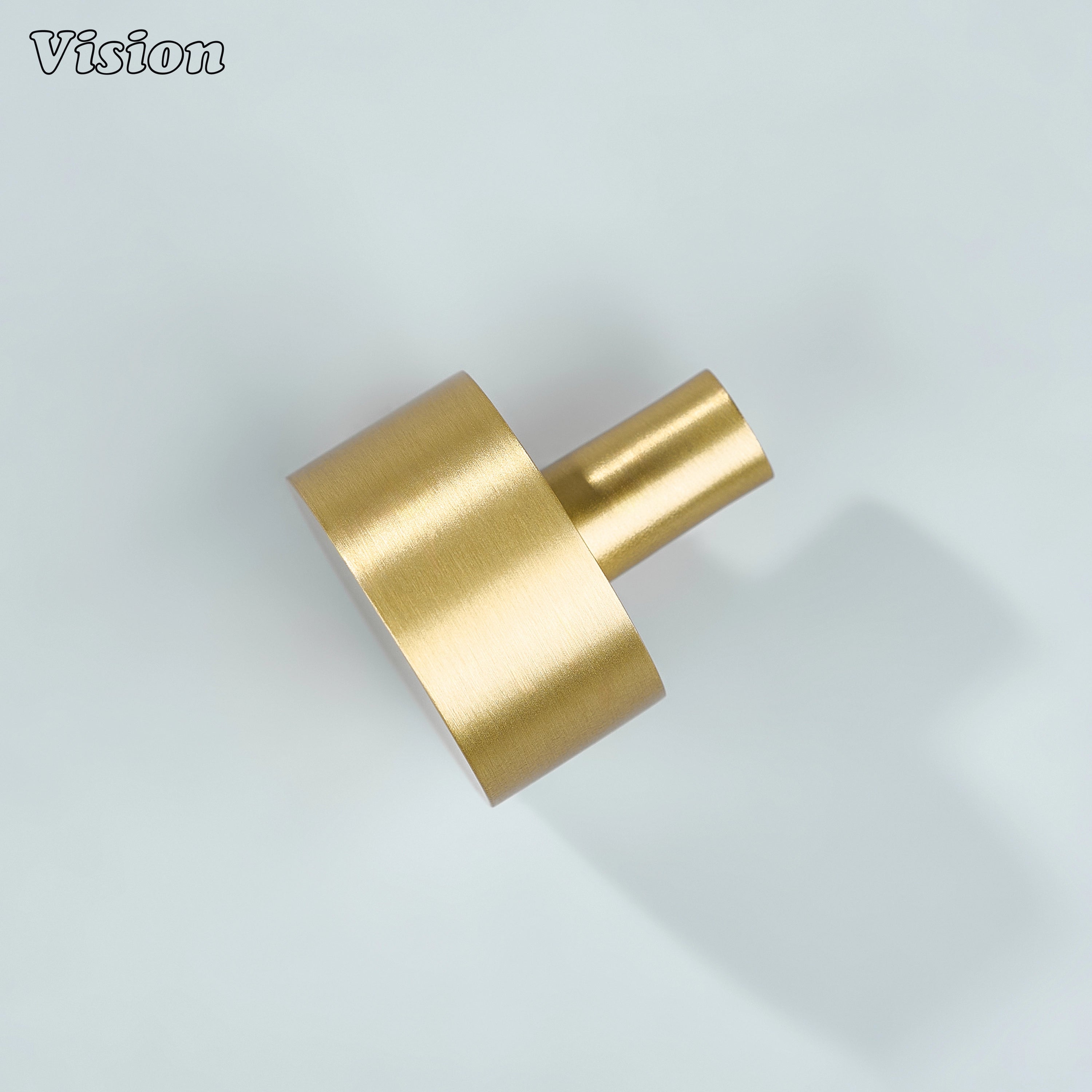 Gold minimalist round cabinet knob with solid brass construction for dresser drawers
