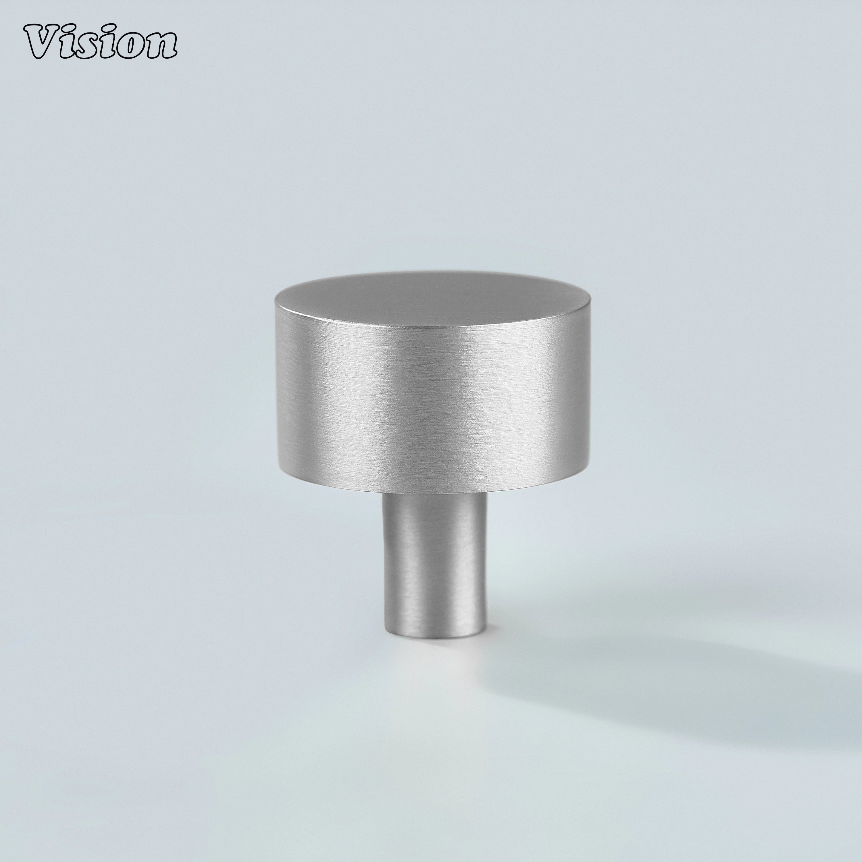 Silver round cabinet knob in solid brass for wardrobe drawers and doors