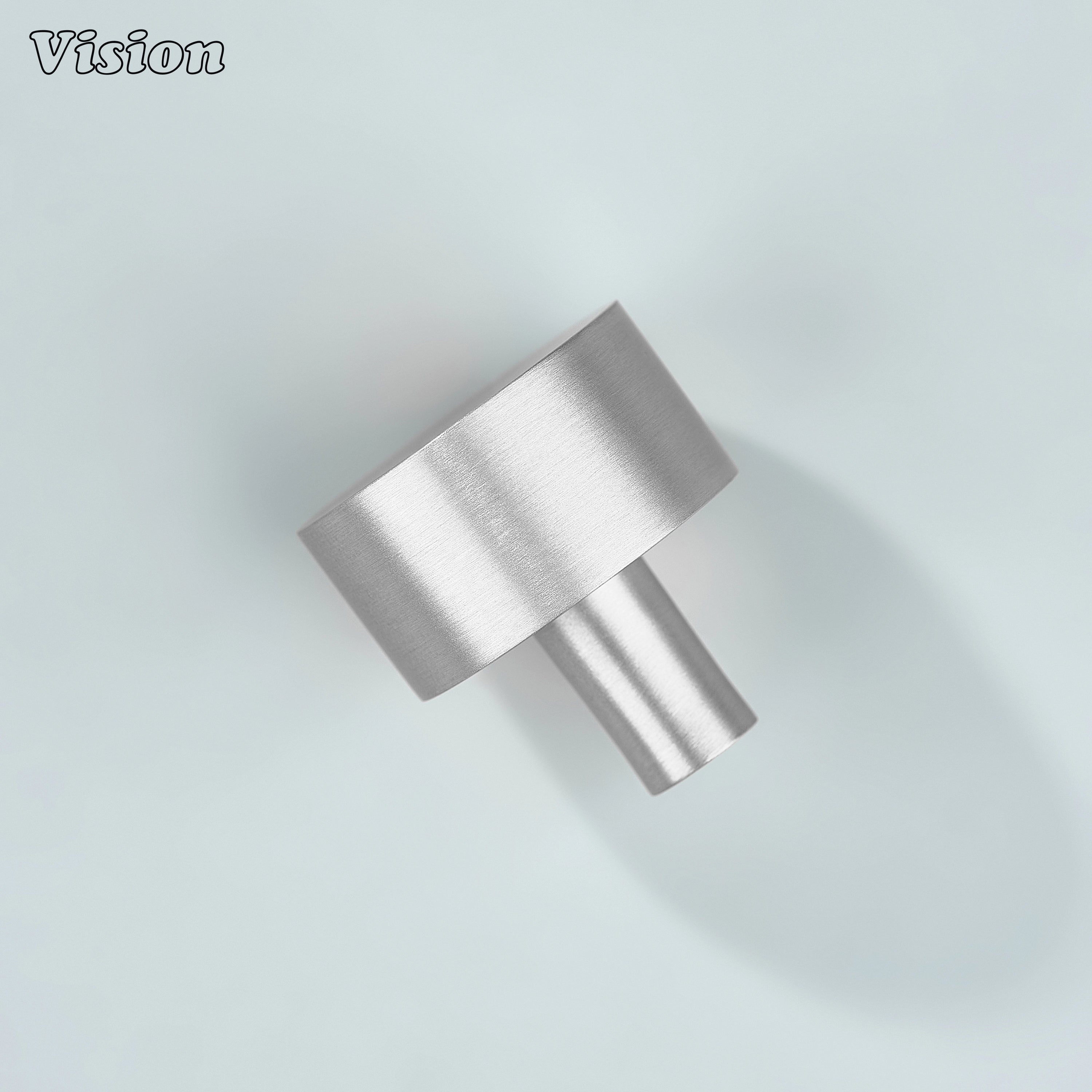 Silver plain round cabinet knob with cylindrical stem for vanity cabinets