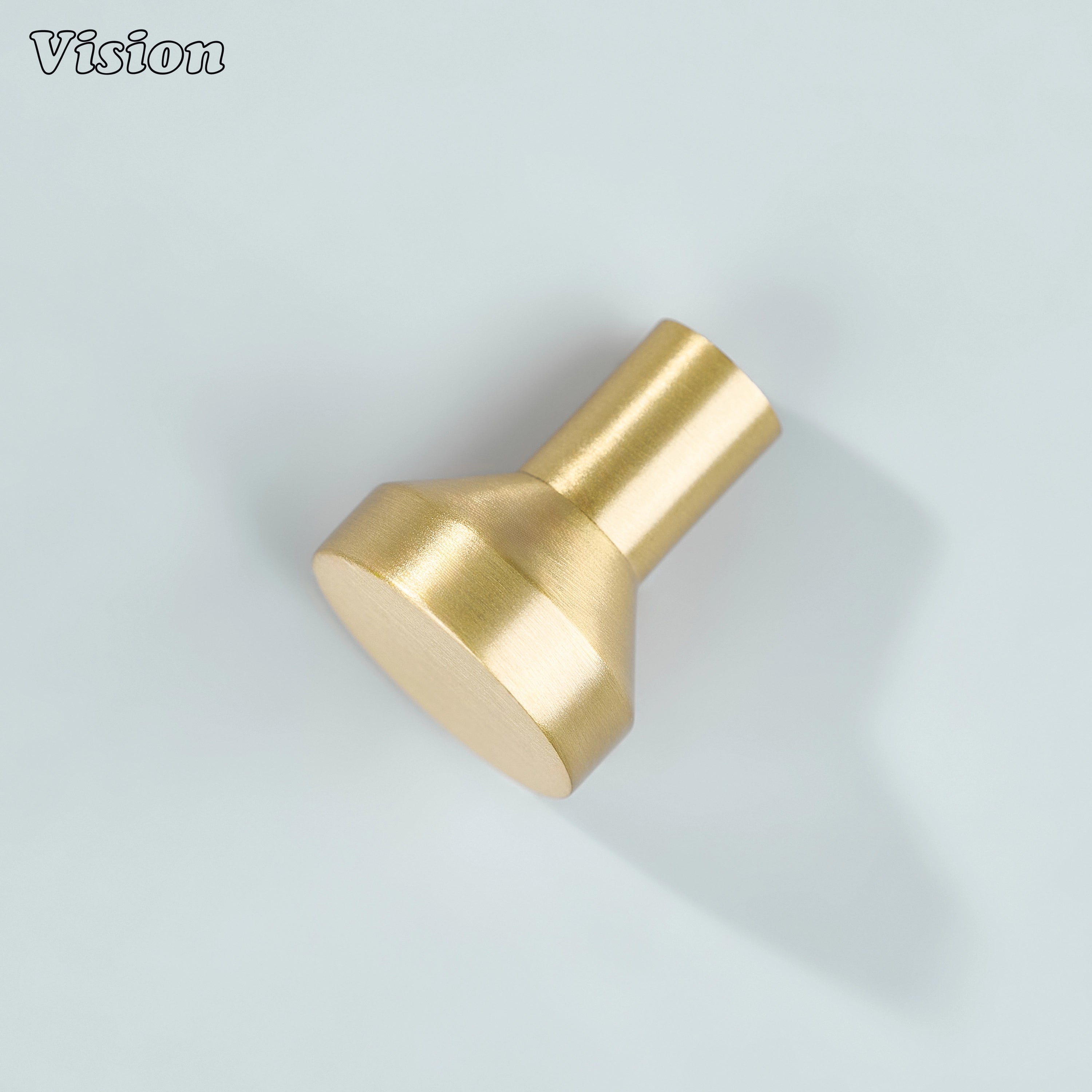 Gold finish round cabinet knob with cylindrical leg for premium kitchen cabinetry