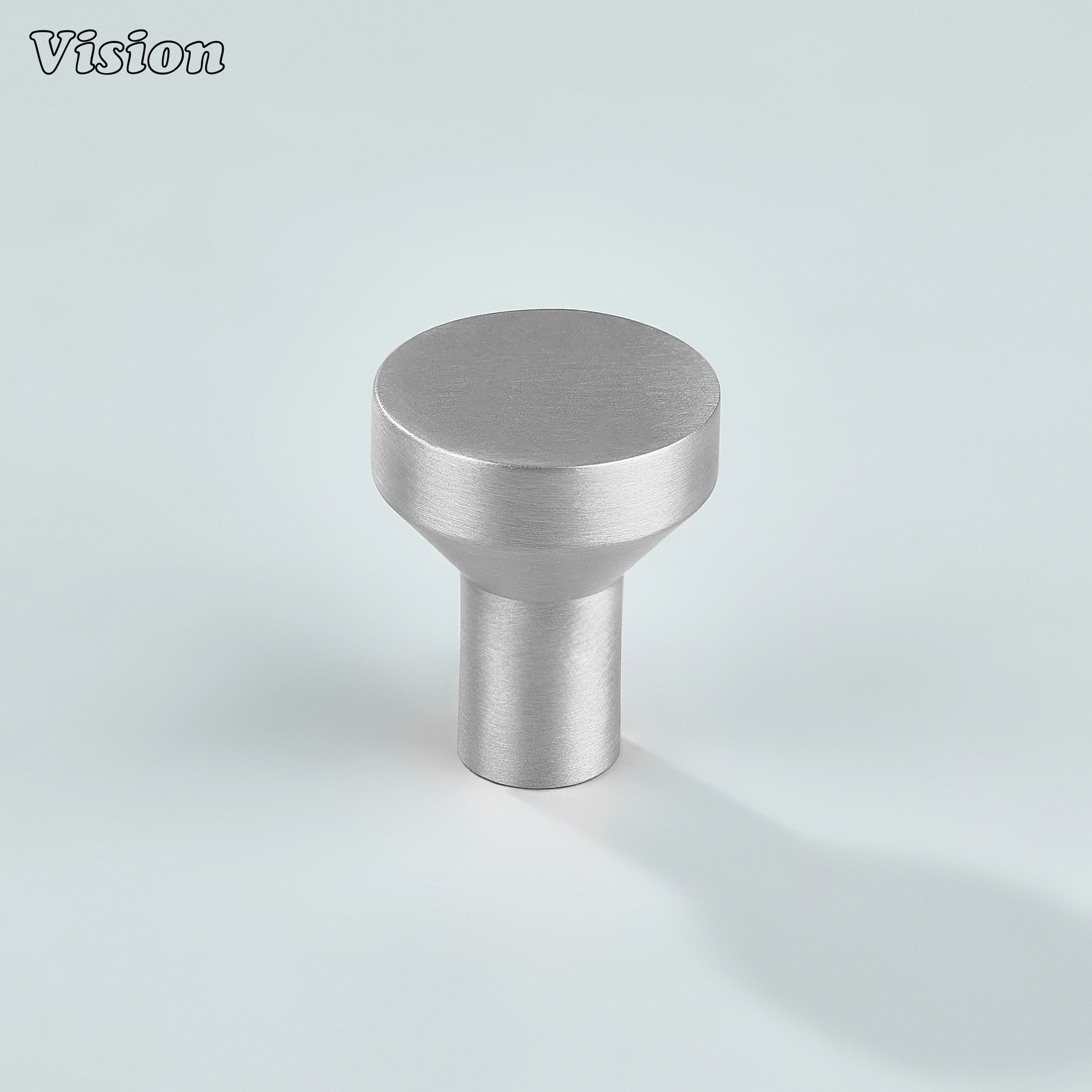 Plain brass cabinet knob Silver finish featuring compact cone design for cabinetry