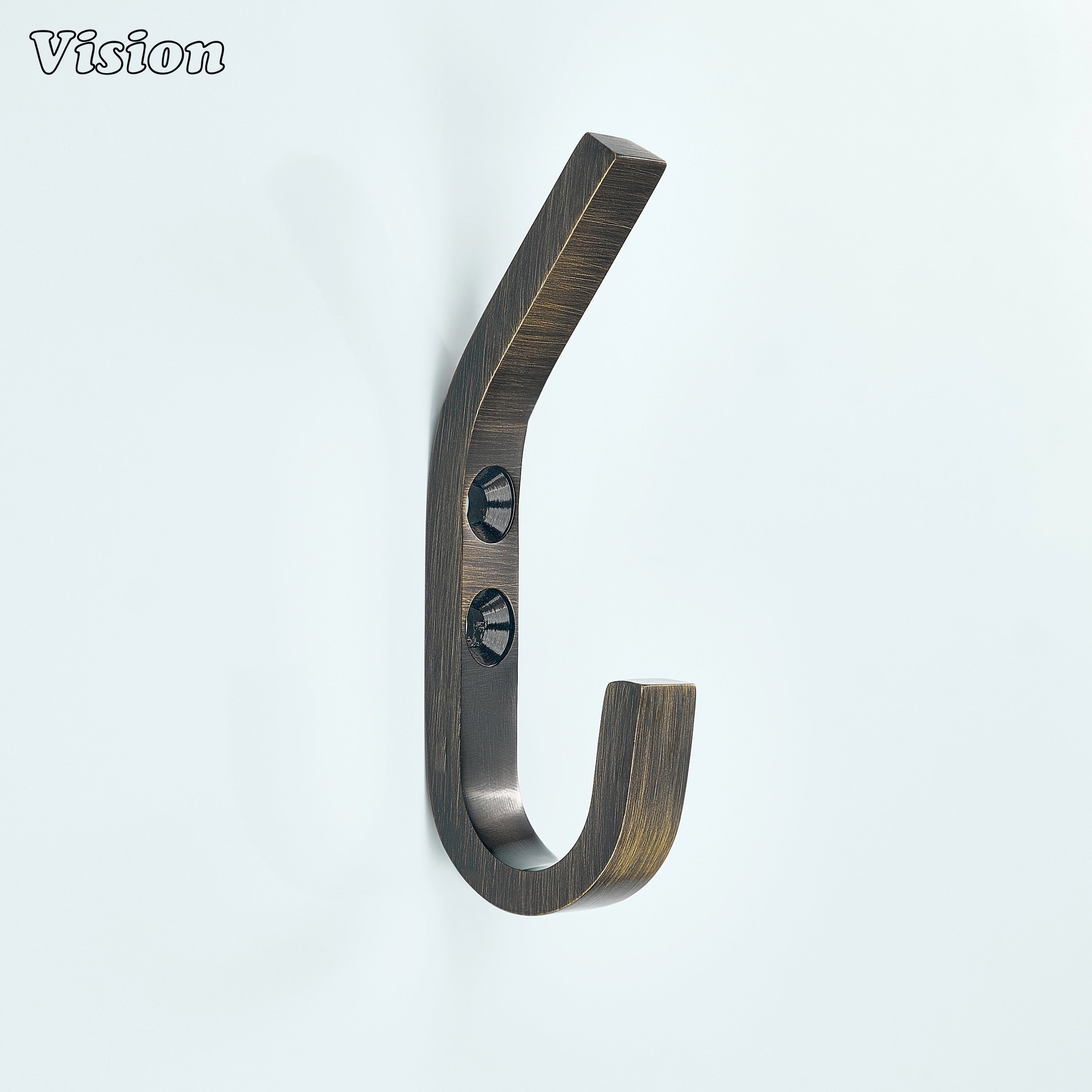 Solid brass Antique Bronze wall hook designed with a minimalist flat arm for door applications