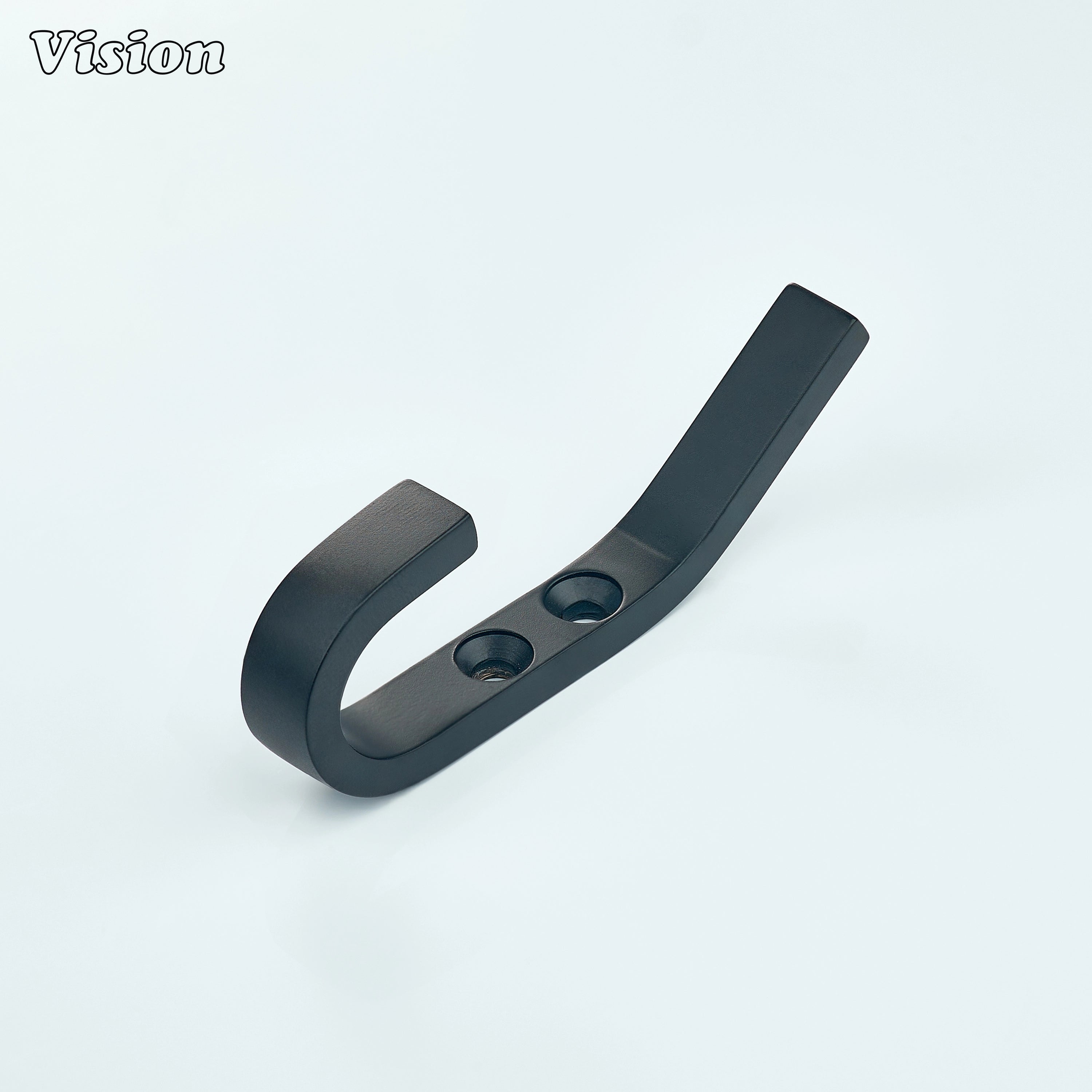 Solid brass wall hook in Black finish with plain angular profile for bathroom doors