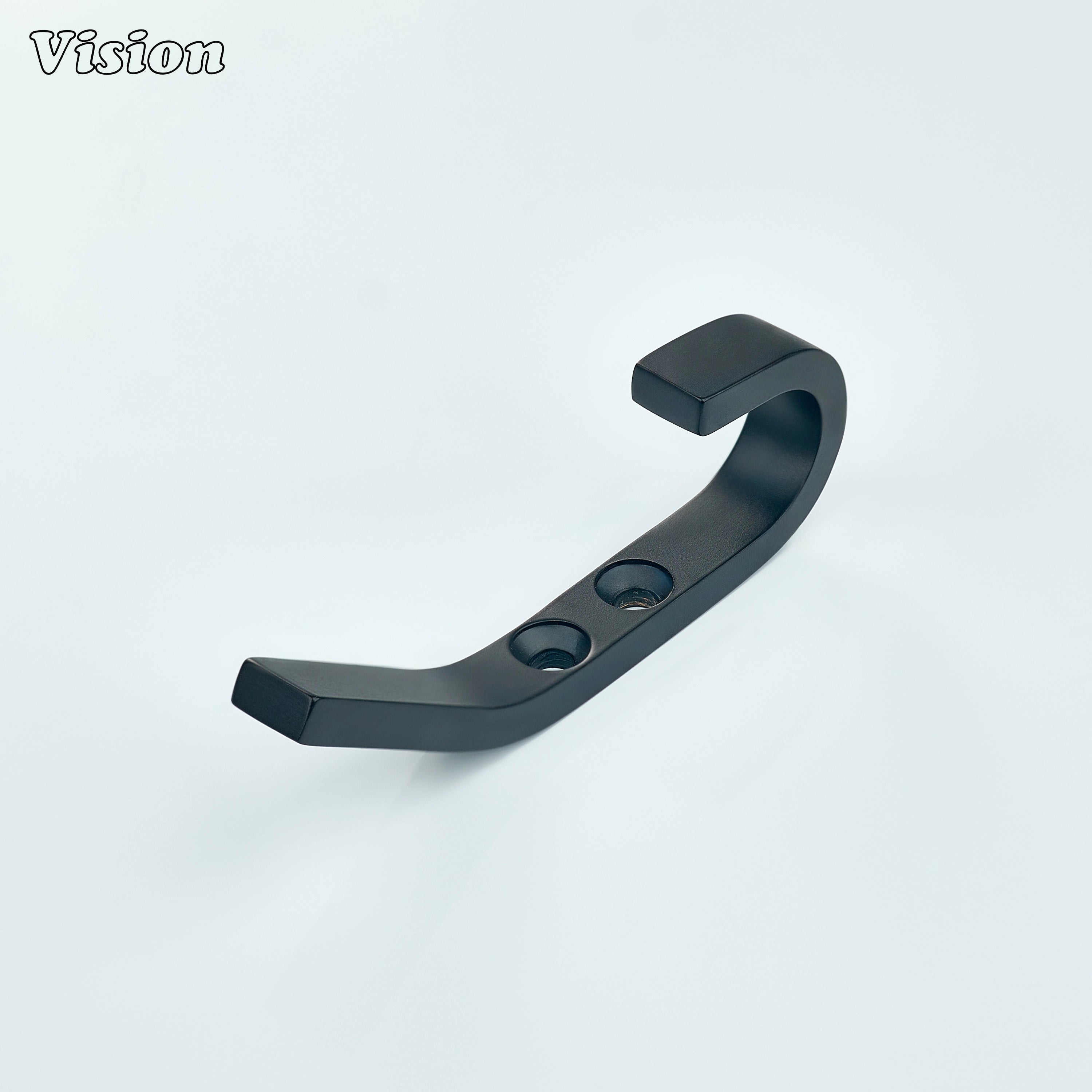 Black solid brass wall hook with angular flat form for hanging hats