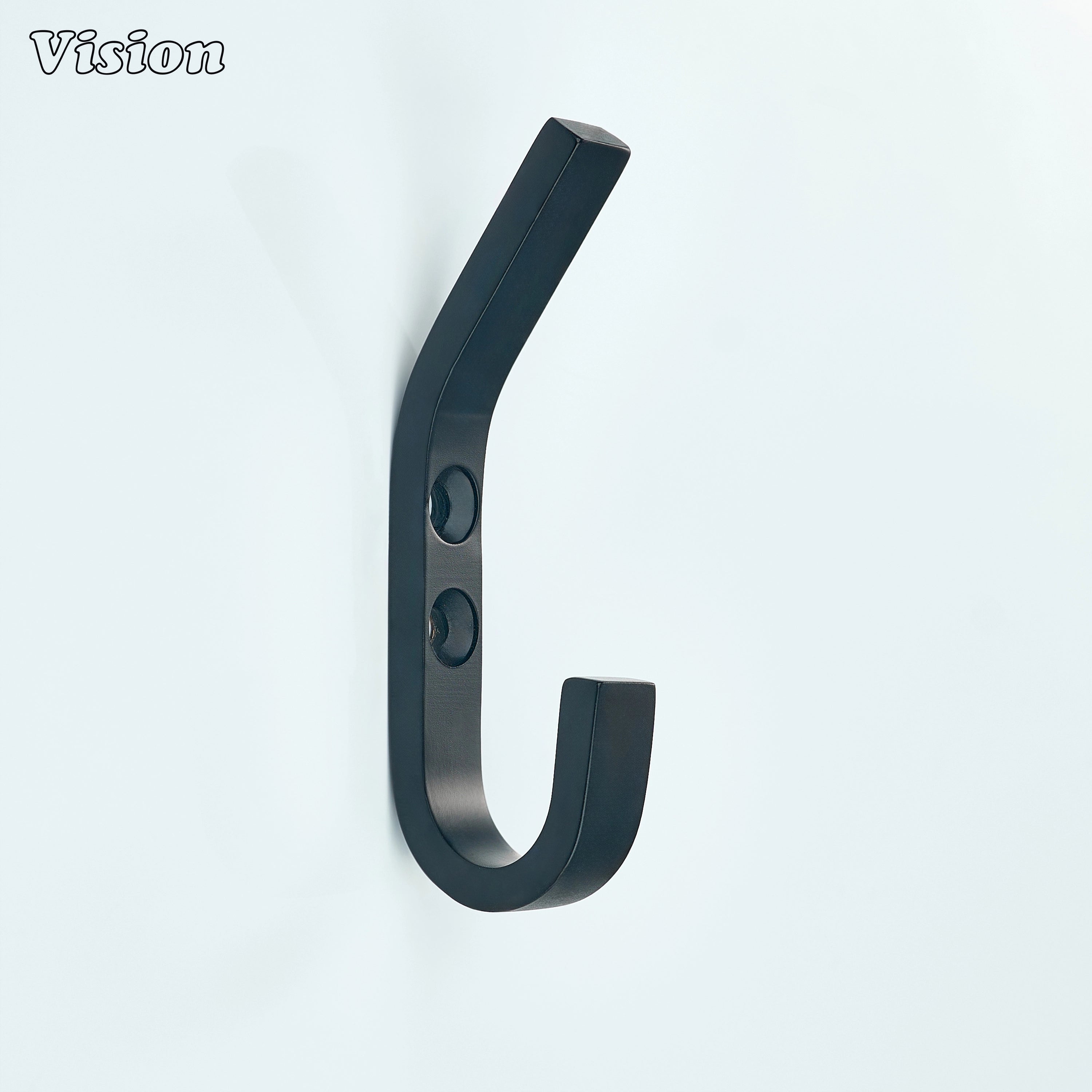 Solid brass Black wall hook with minimalist flat arm for door mounting