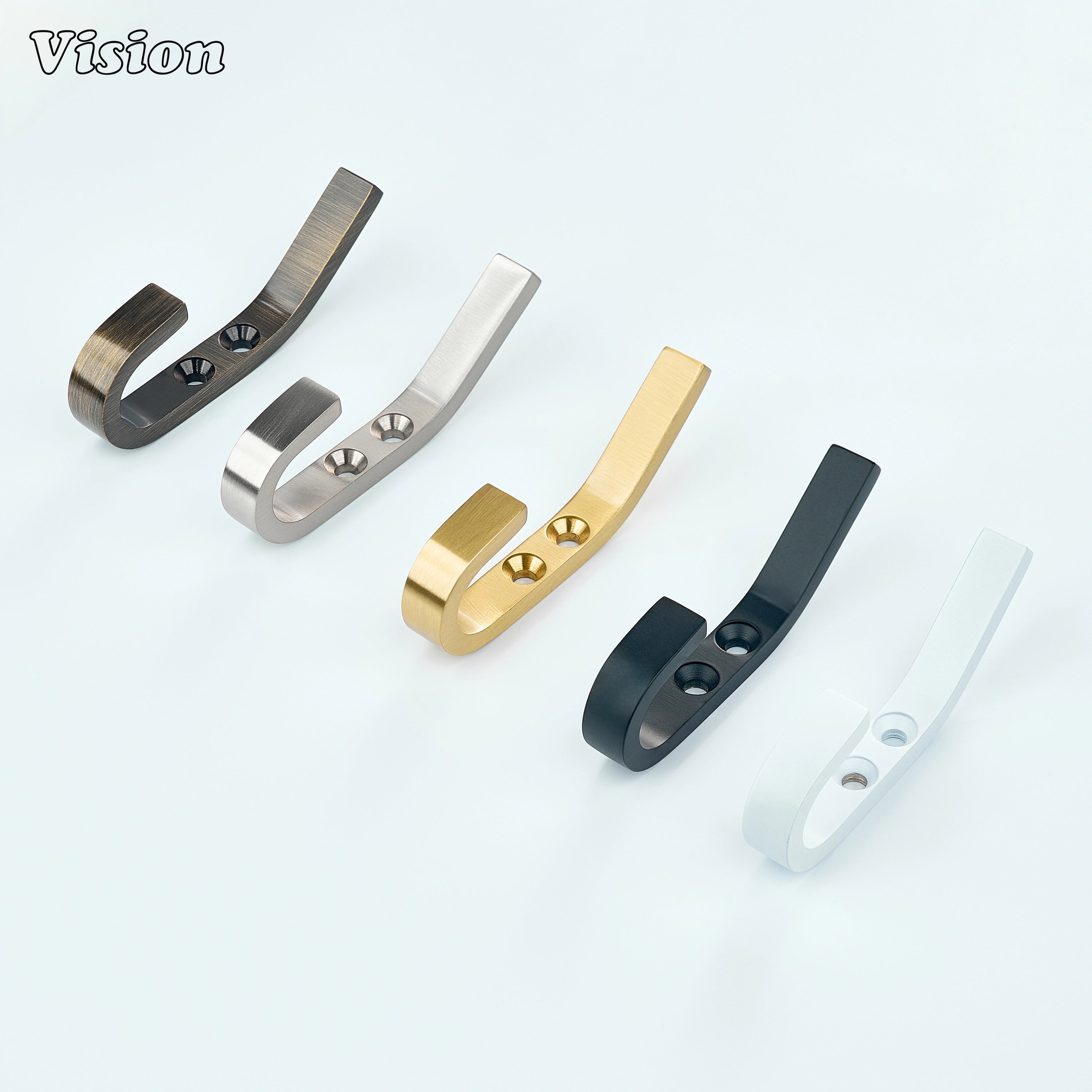 Gold finished plain wall hook with solid brass construction and minimalist bent arm, suitable for towels on bathroom doors