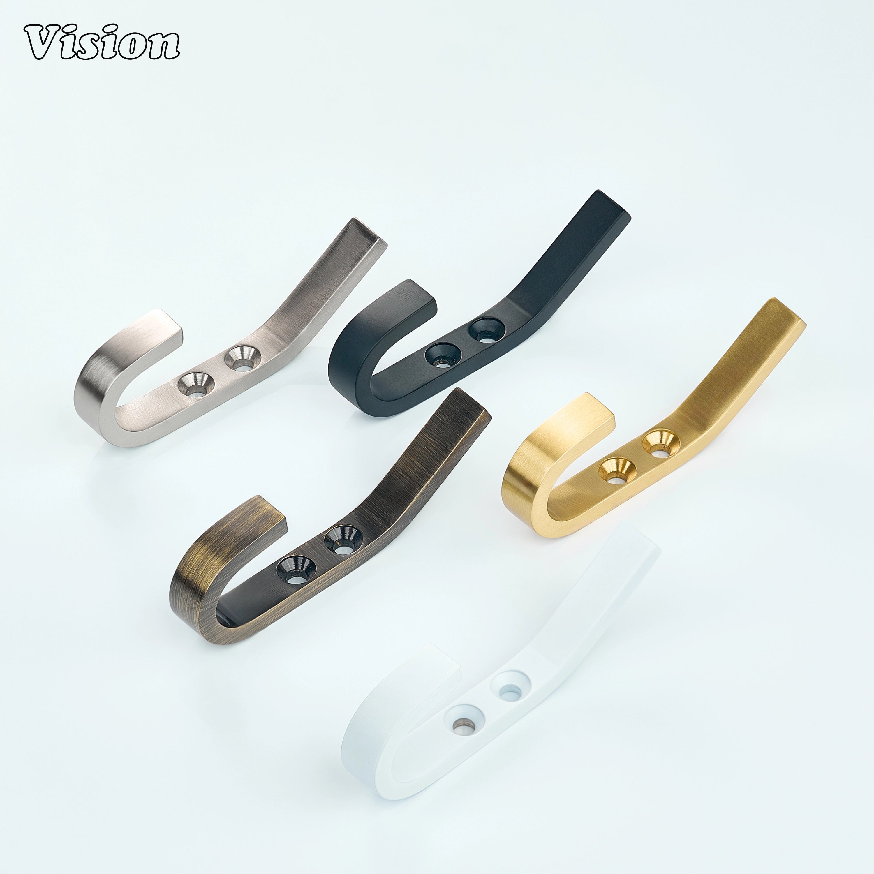 Plain profile brass wall hook in Gold with concealed mounting holes, designed for bathroom towel or robe use