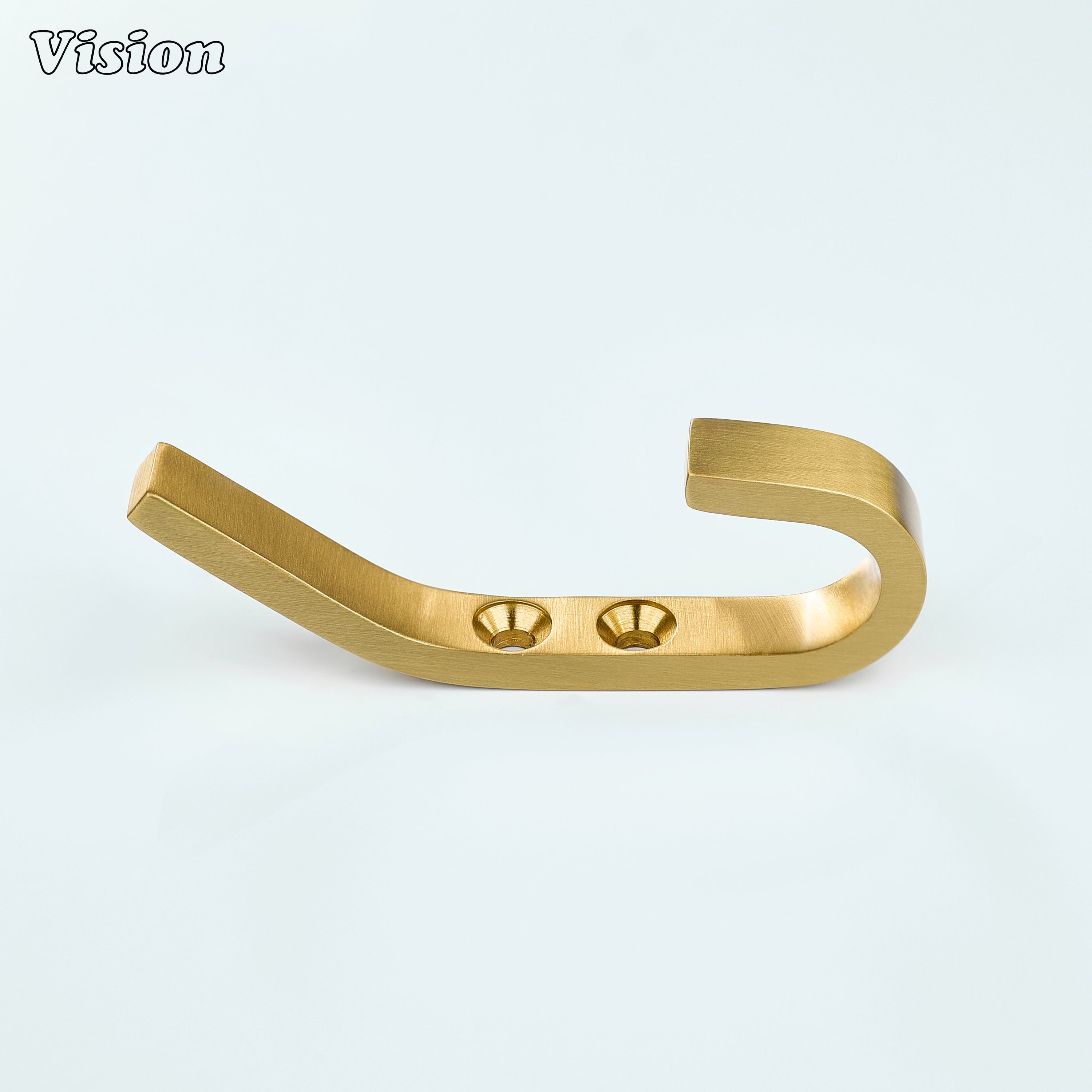 Minimal Gold wall hook with flat brass arm and hidden screws, suitable for bathroom robe and towel storage