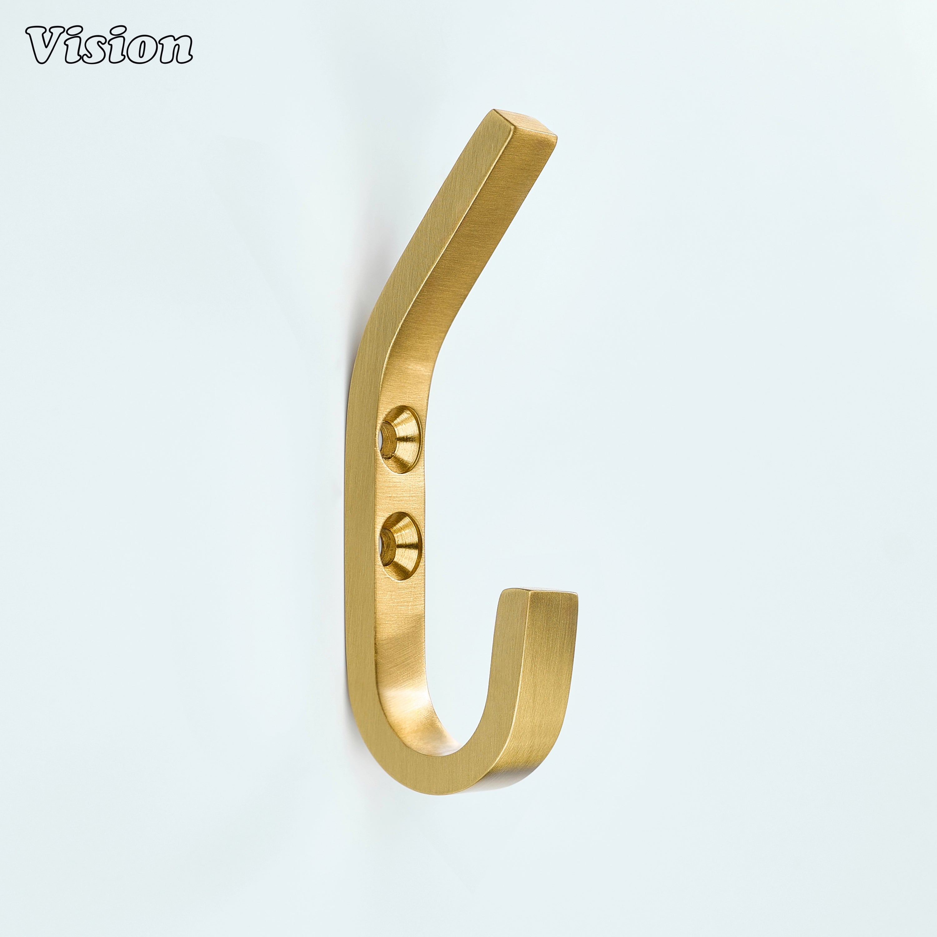 Angular Gold brass wall hook with smooth plain surface, designed for modern bathroom door applications