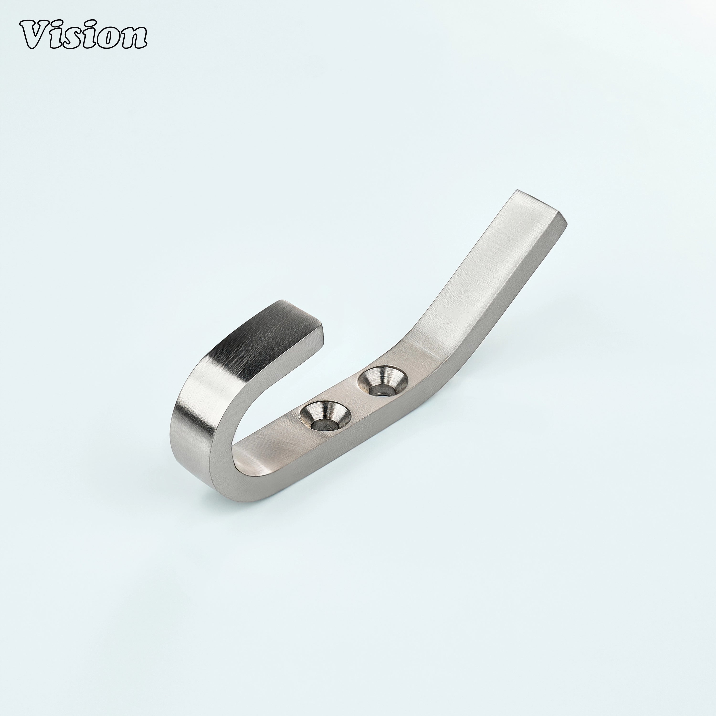 Solid brass wall hook in Silver finish with plain angular profile for bathroom robe hanging