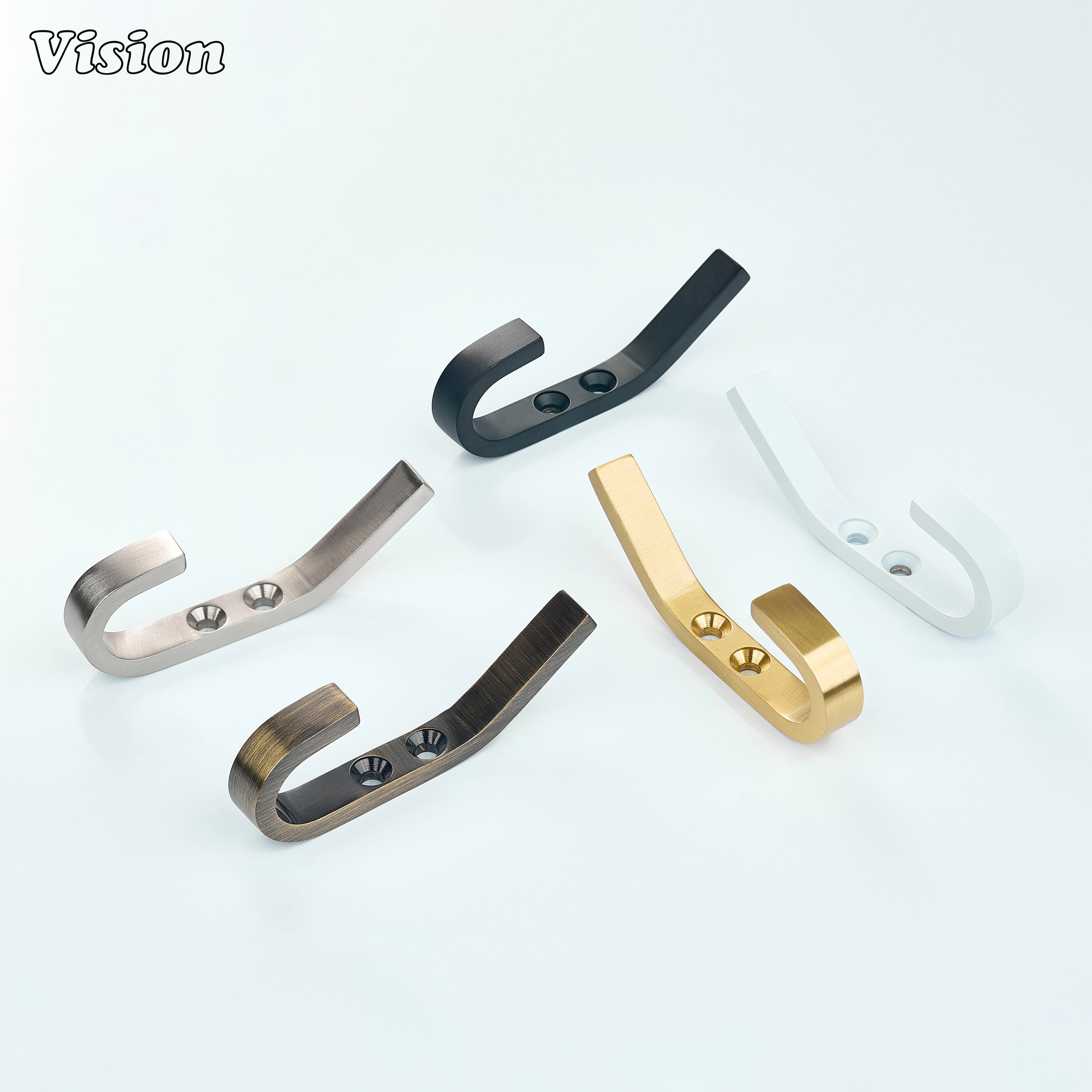 Minimal Silver brass wall hook featuring clean bent arm design for bedroom coats