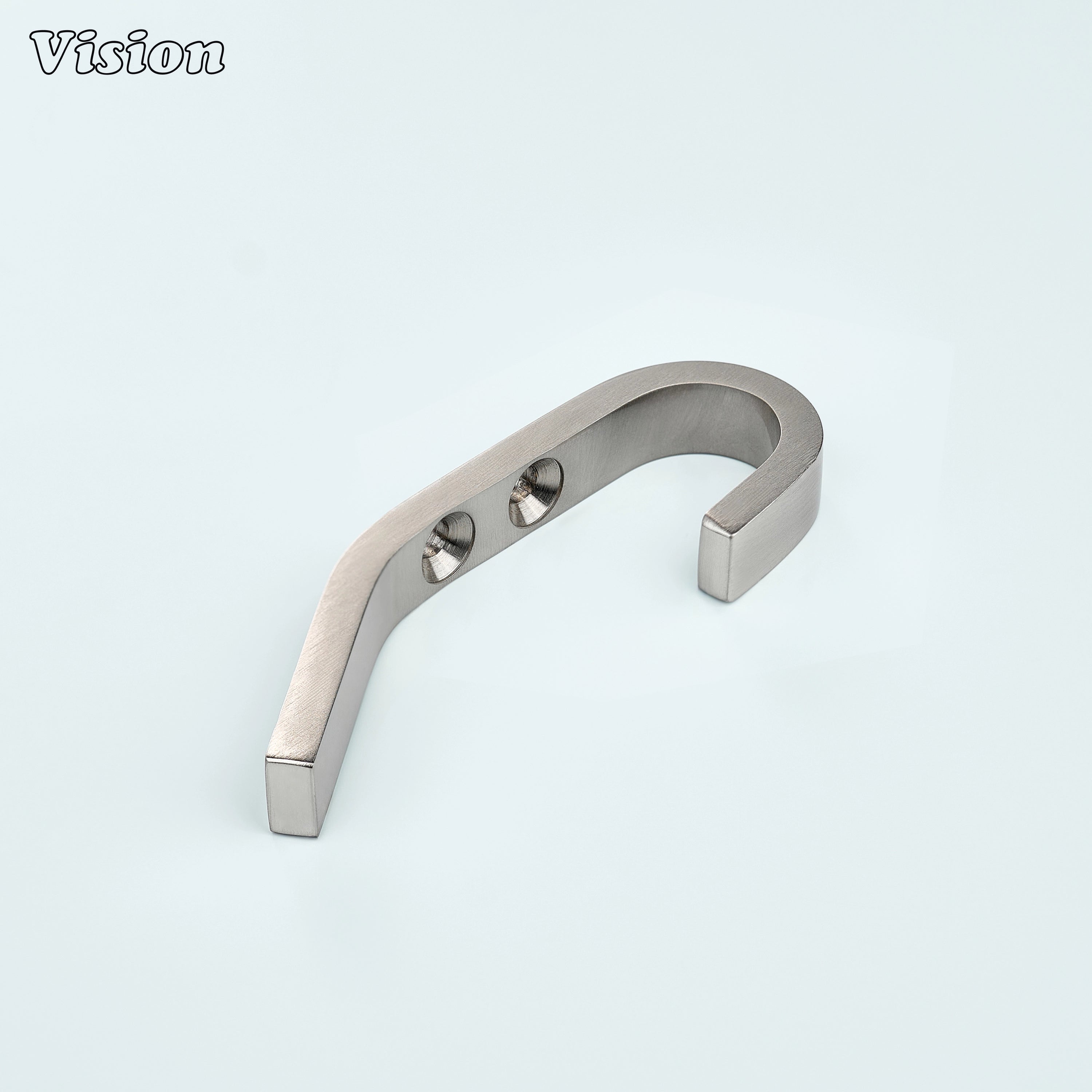 Silver solid brass wall hook with angular flat form for hanging hats on doors