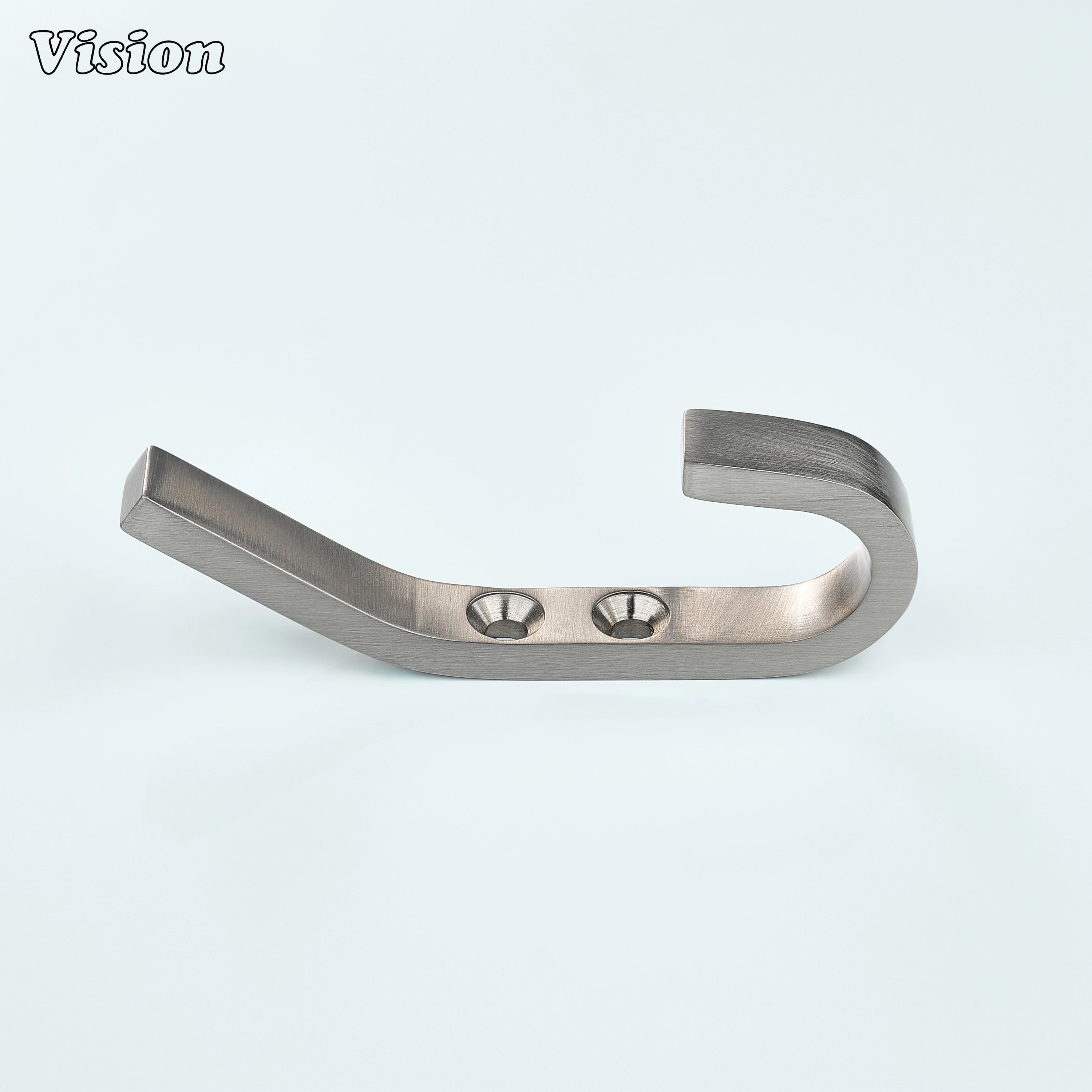 Modern Silver wall hook with smooth brass surface and hidden fixing