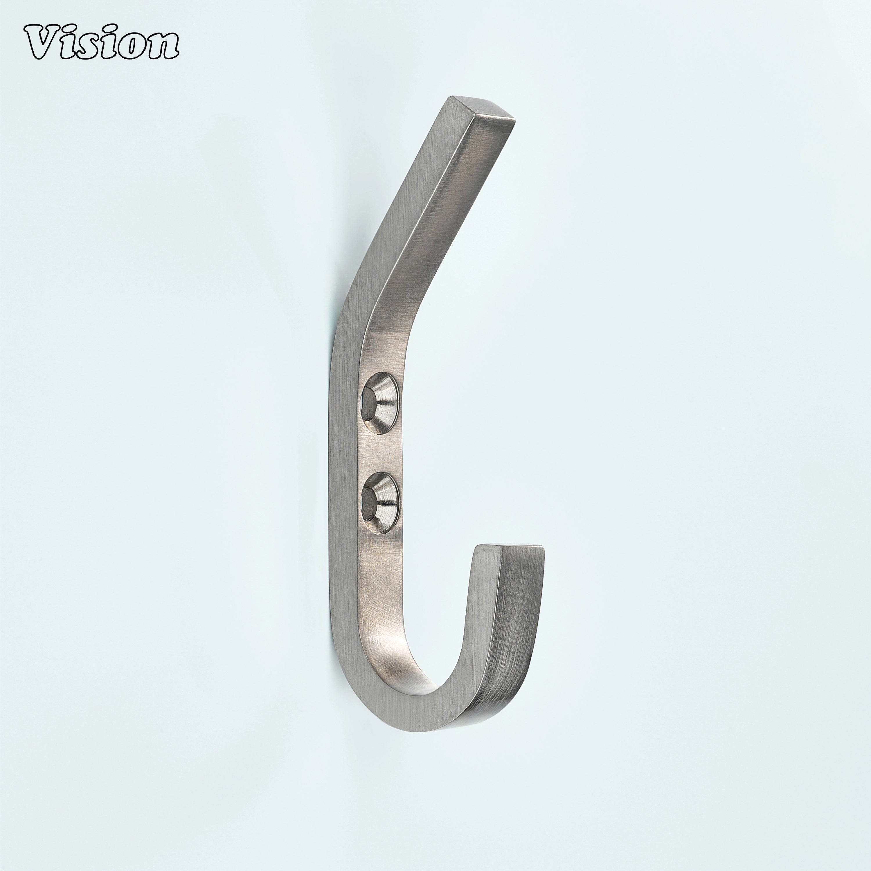 Solid brass Silver wall hook with minimalist flat arm for bathroom doors