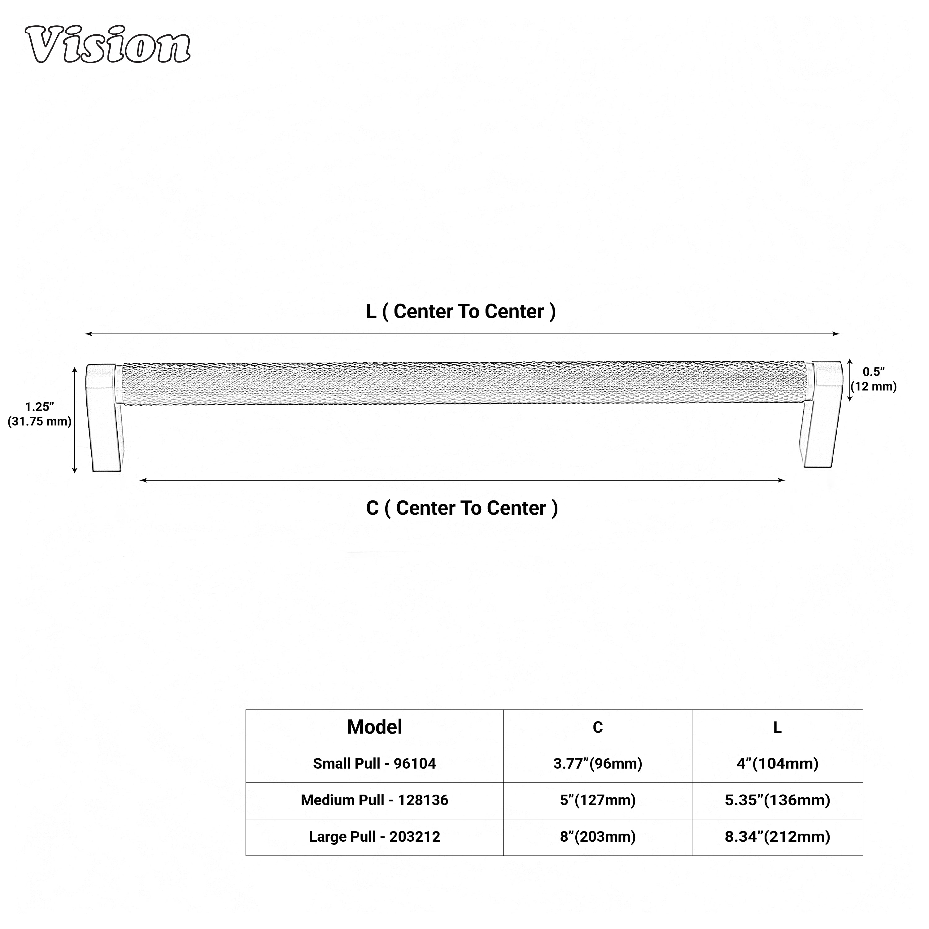 Gunmetal ripple knurled cabinet handle used on living room cabinets.