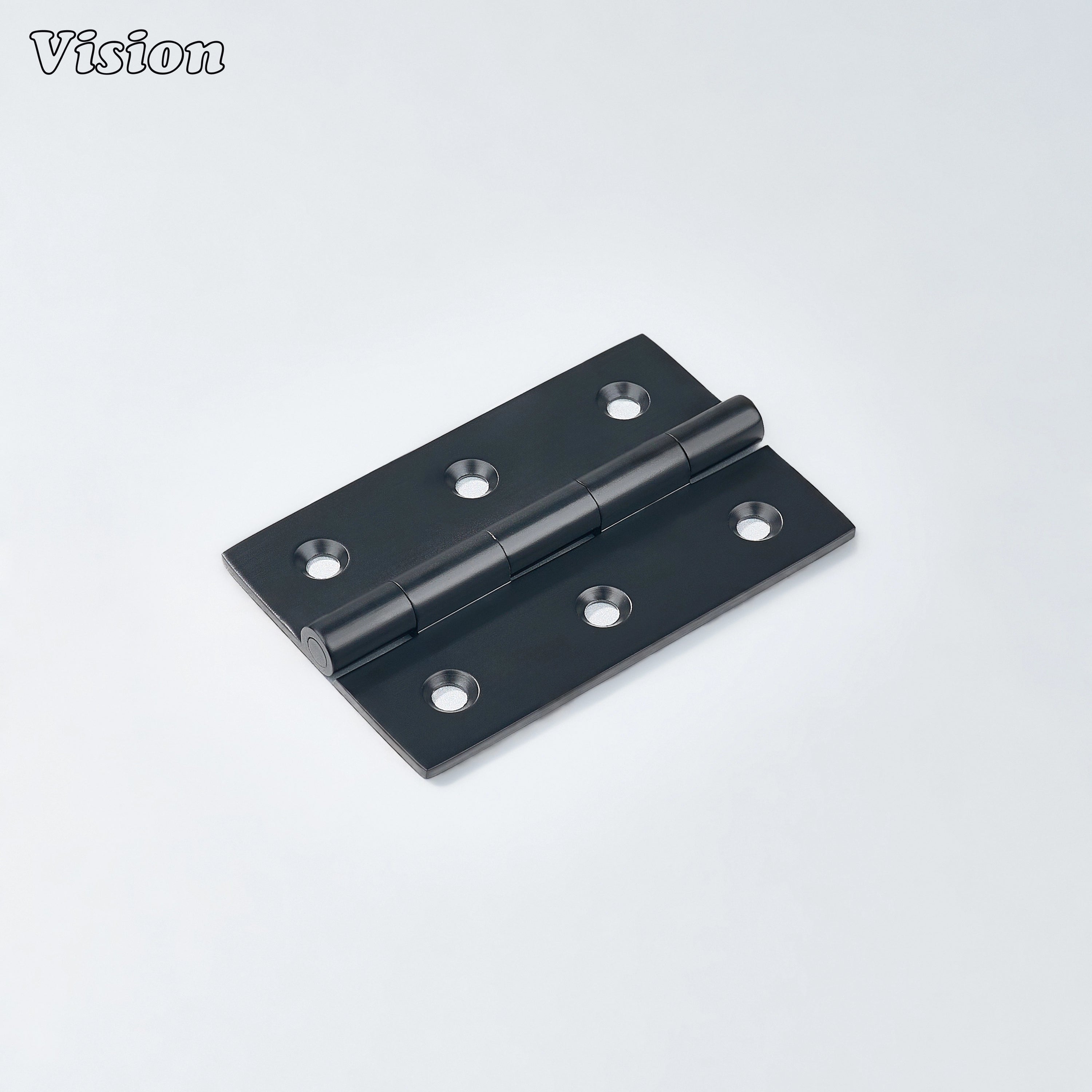 Brass cabinet hinge with plain profile in black finish for kitchen cabinets