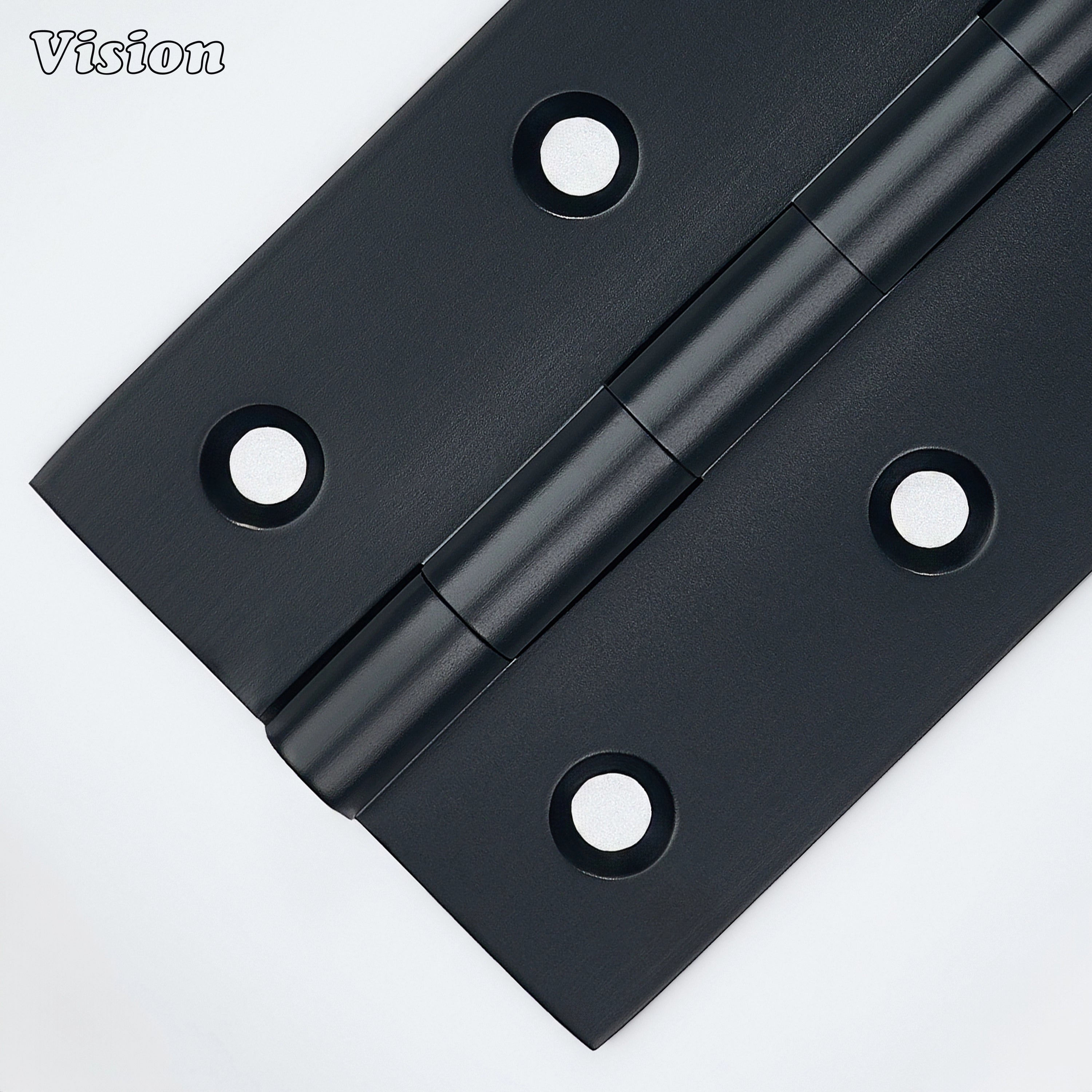 Large black brass cabinet hinge with wide rectangular leaves for wardrobes