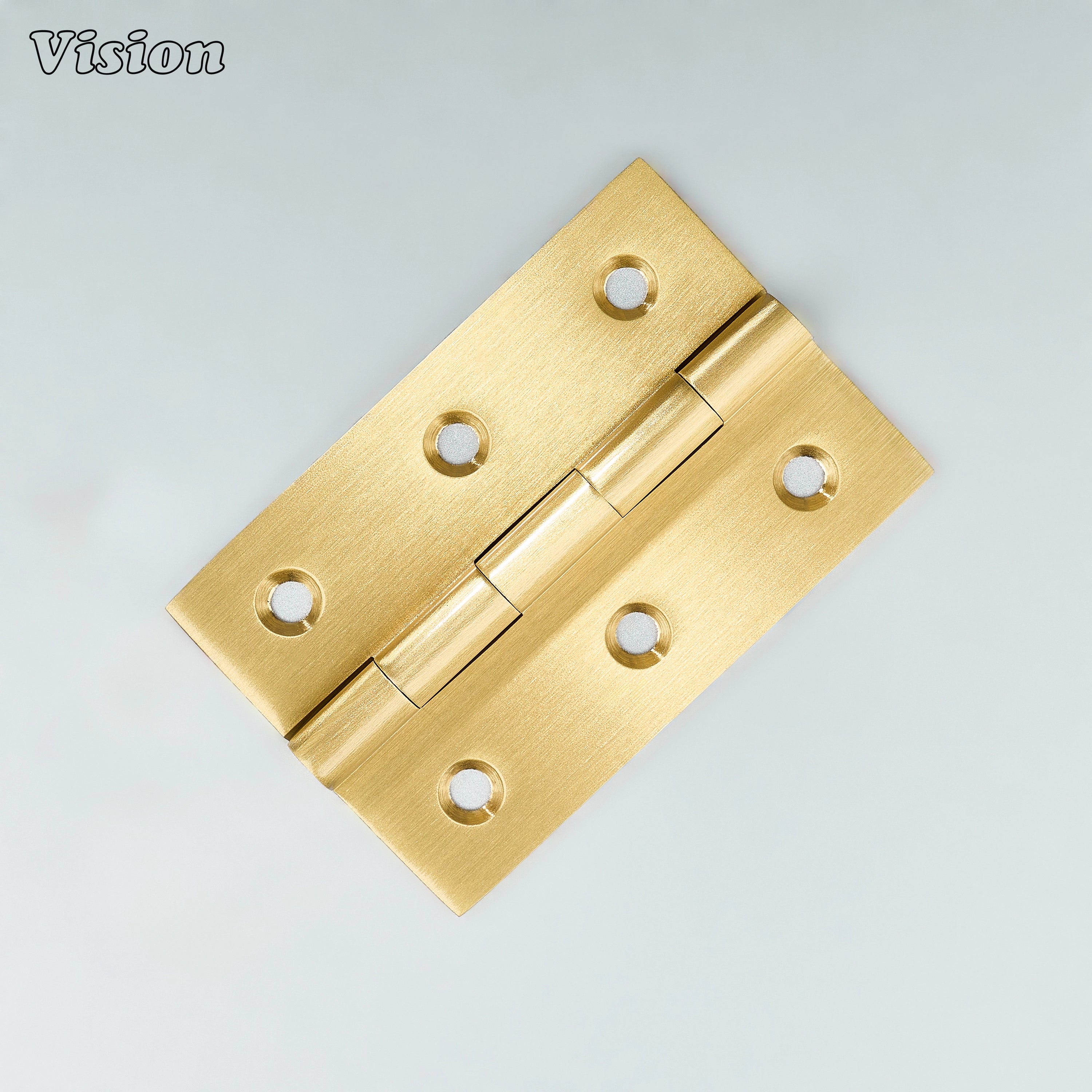 Large brass cabinet hinge in gold finish with smooth knuckle pin for wardrobe doors