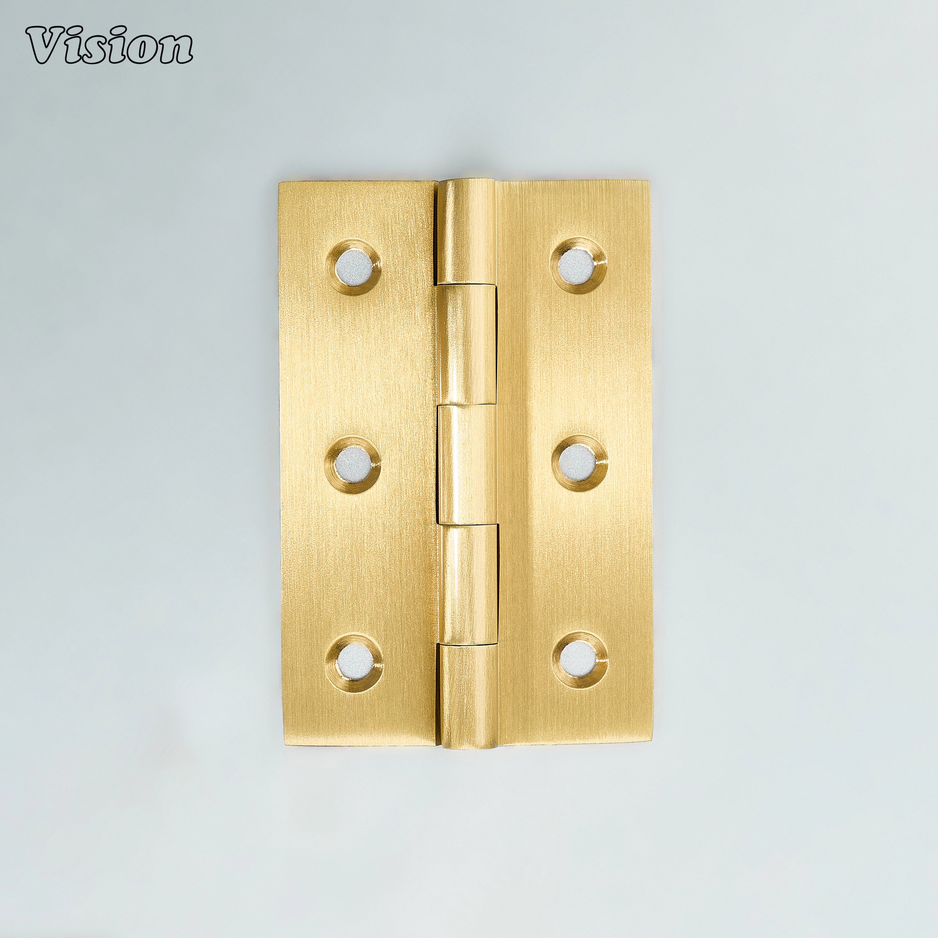 Gold finish brass cabinet hinge with flat wide plates for interior cabinet doors
