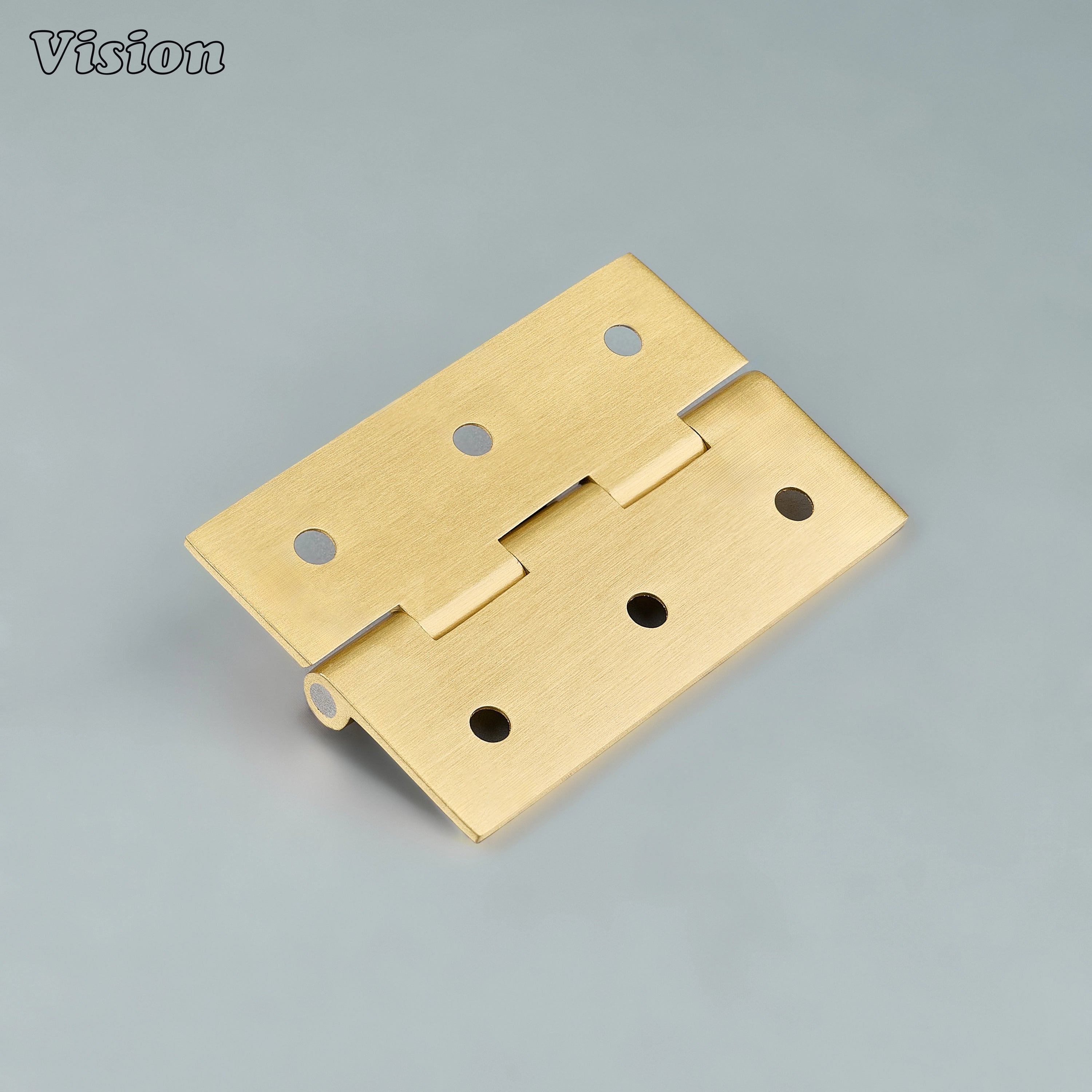 Large plain brass cabinet hinge in gold finish for wooden cupboard installation