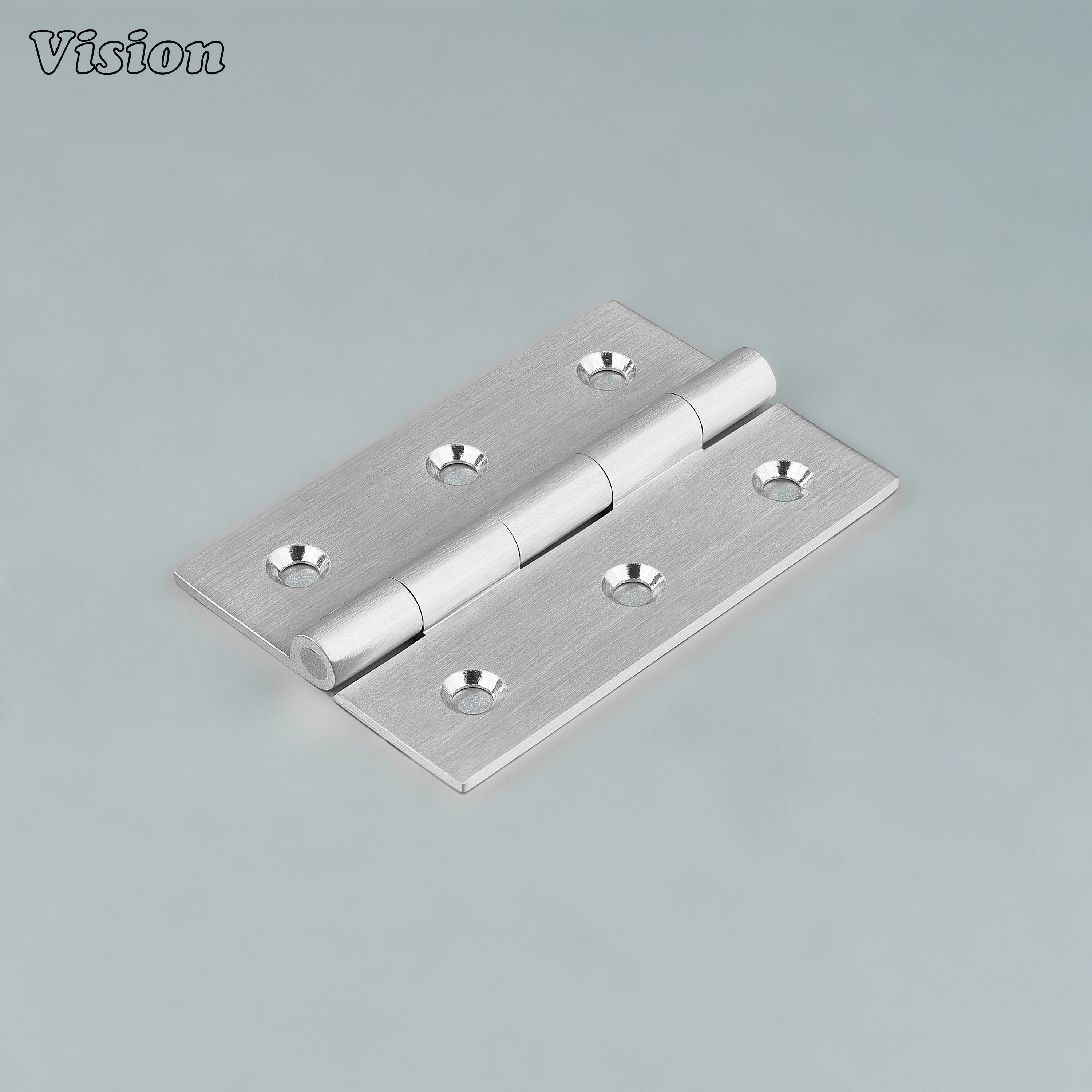 Brass cabinet hinge with plain profile in silver finish for kitchen cabinets