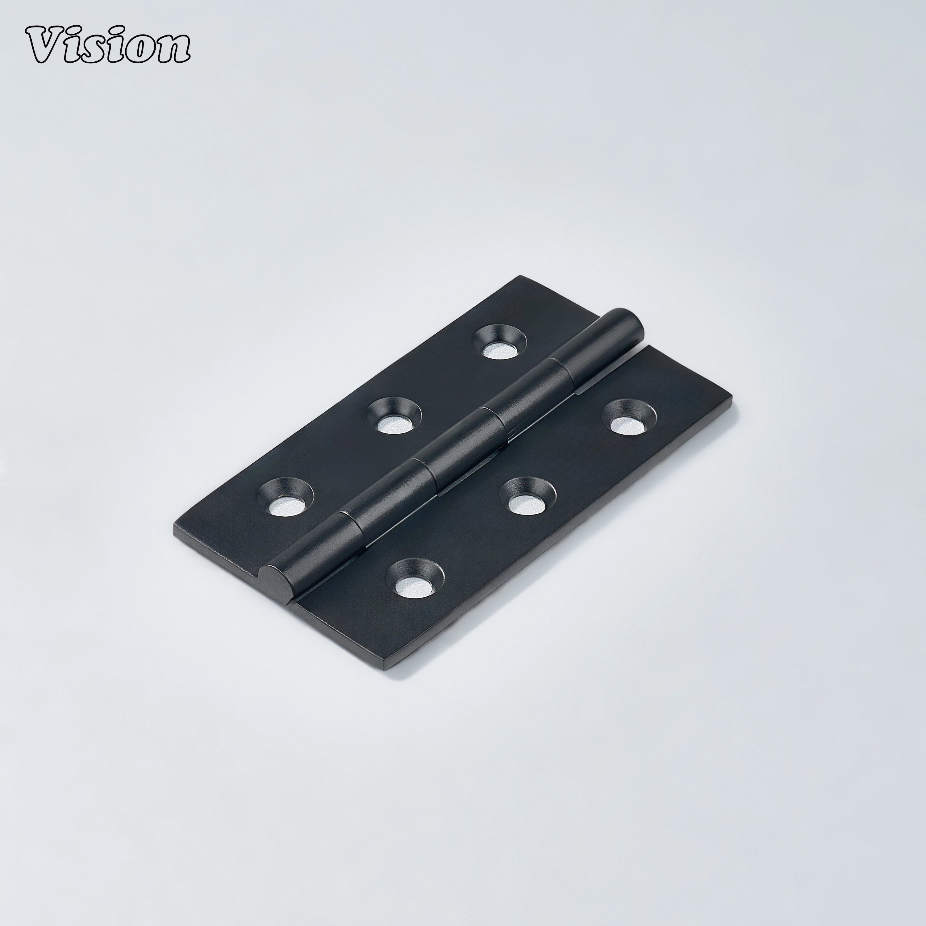 Brass cabinet hinge with plain profile in black finish for kitchen cabinets